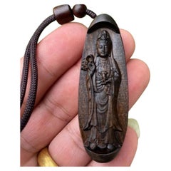 Estatua Colgante de Buda de Pie Tallada en Madera Vintage China