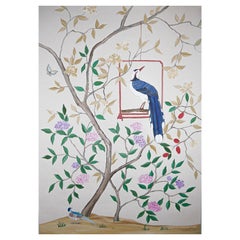 Chinese Wallpaper Handpainted Panel Chinoiserie 19th Century Temple Newsam