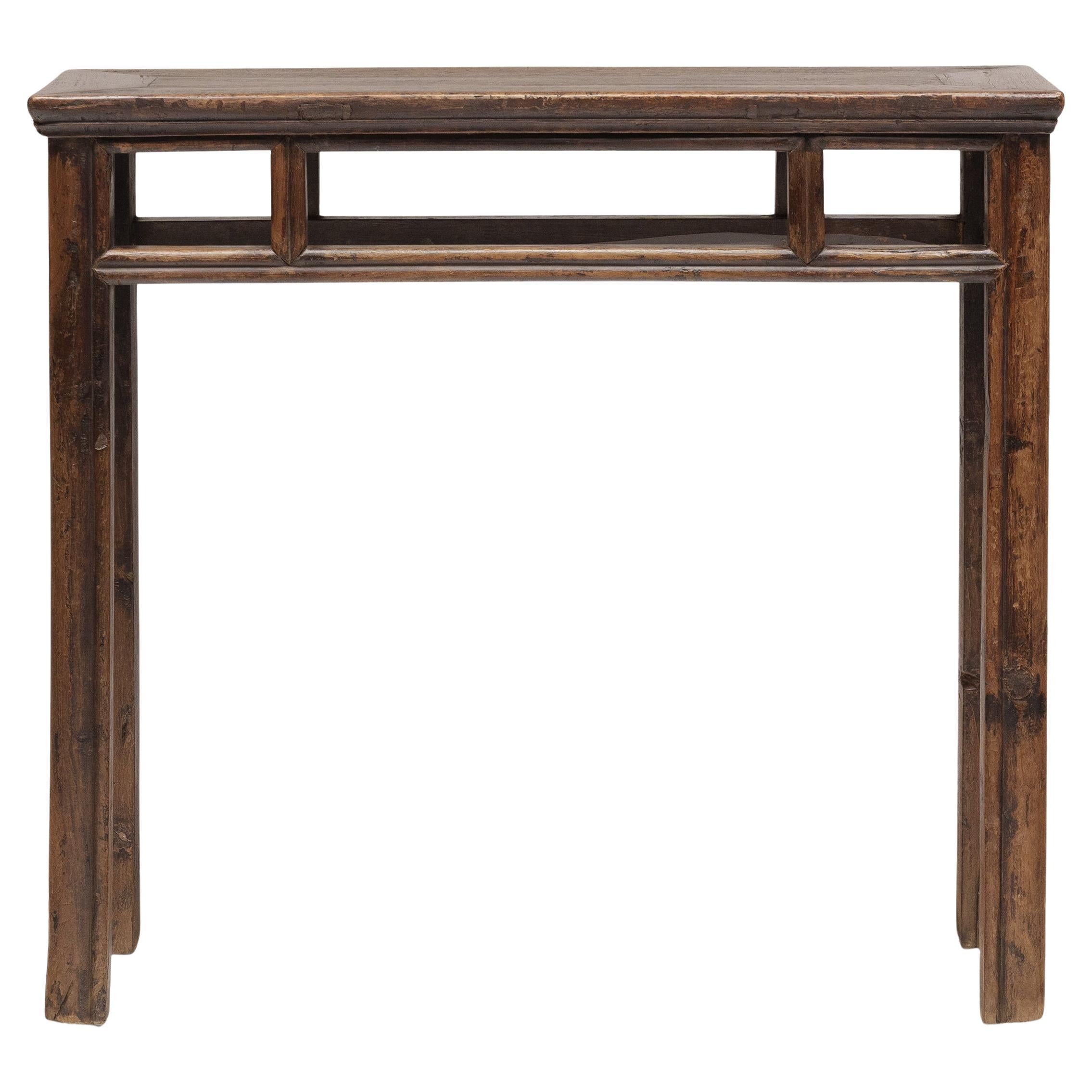Halber Tisch mit chinesischer Nussbaumplatte, um 1850