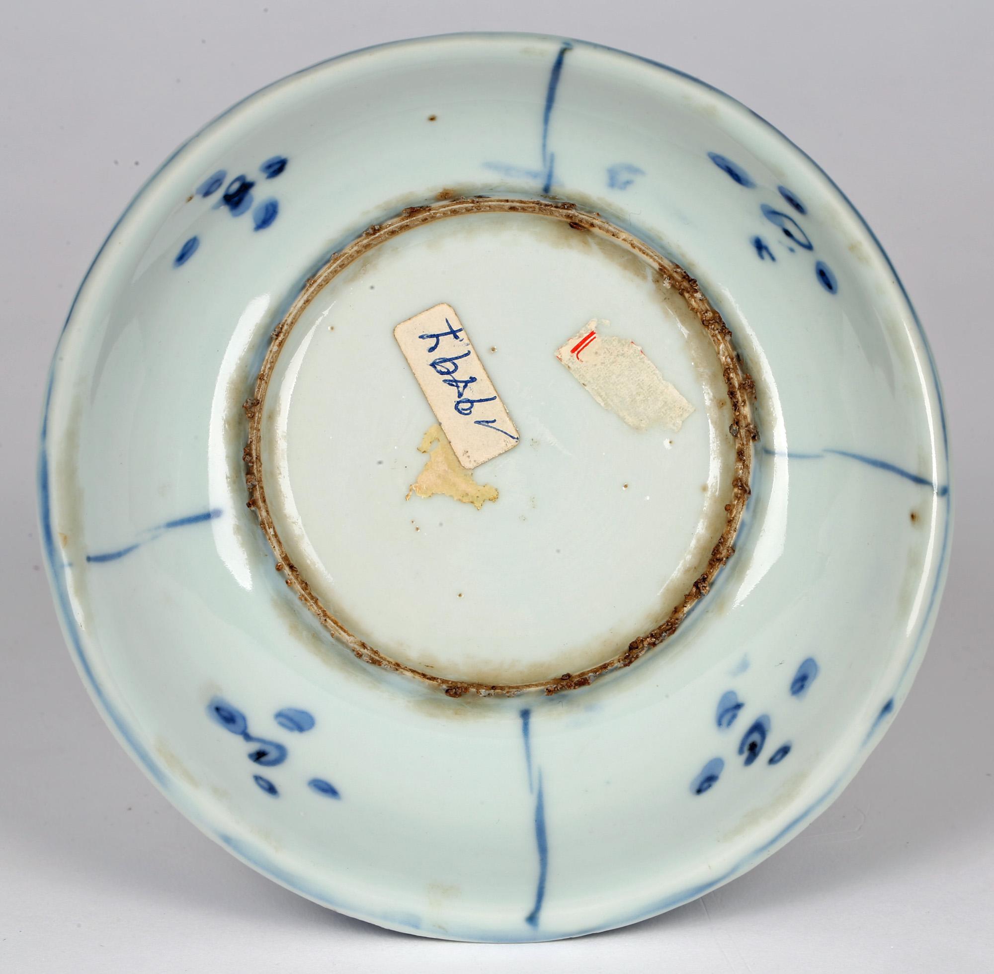 18th Century and Earlier Chinese Wanli Blue & White Porcelain Precious Objects Shallow Dish For Sale