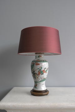 Chinese Warrior Vase Mounted as a Lamp Qing Dynasty famille Verte 19th Century