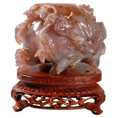 Sculpture chinoise en agate aquatique