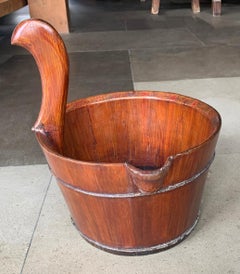 Chinese Water Bucket Hand-Made from Wood, Early 20th Century