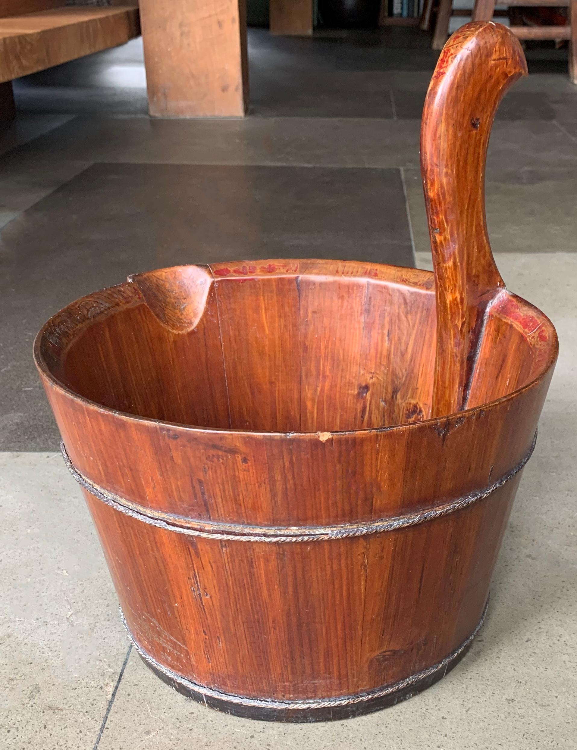 antique chinese water bucket