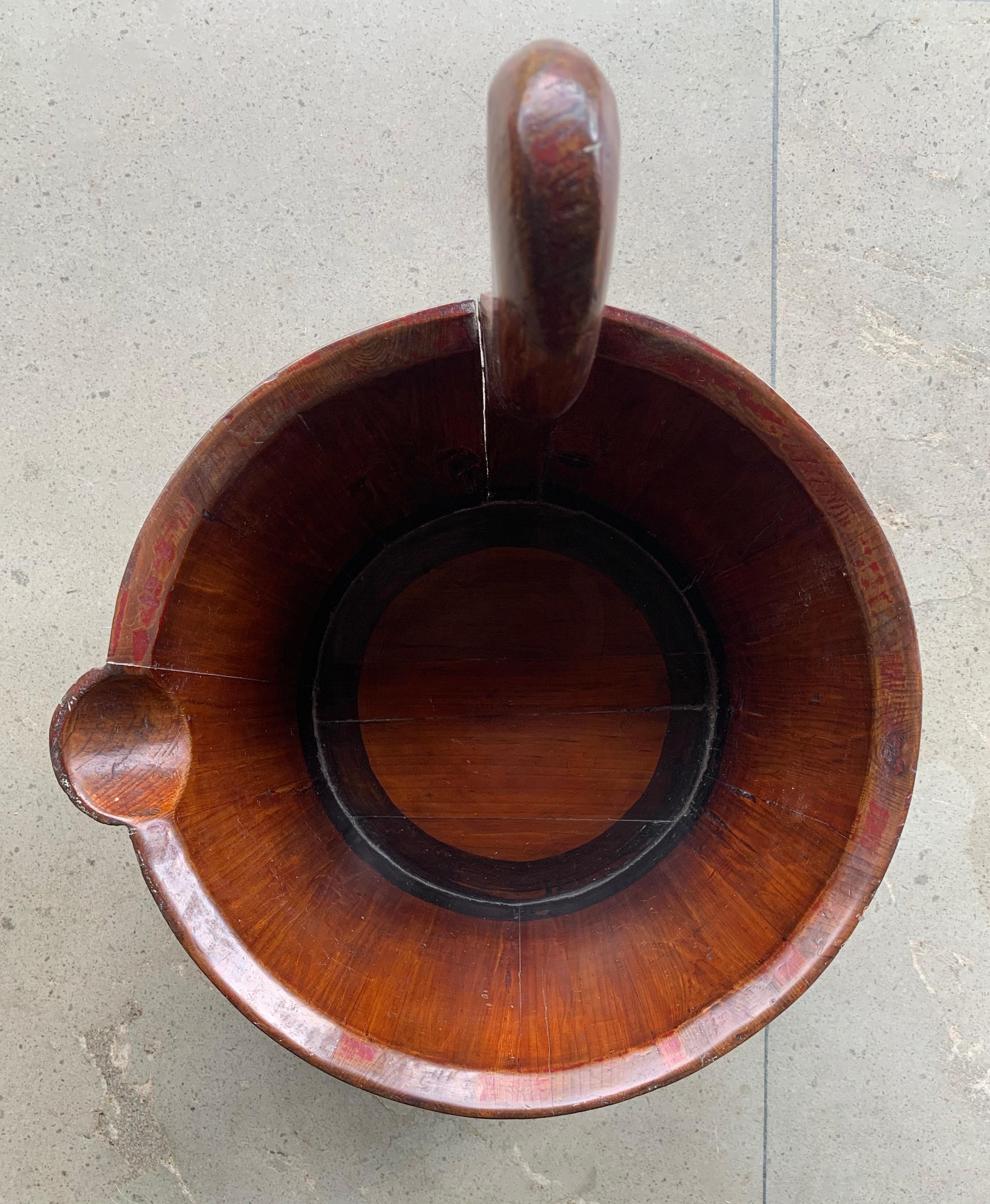 Other Chinese Water Bucket Hand-Made from Wood, Early 20th Century For Sale