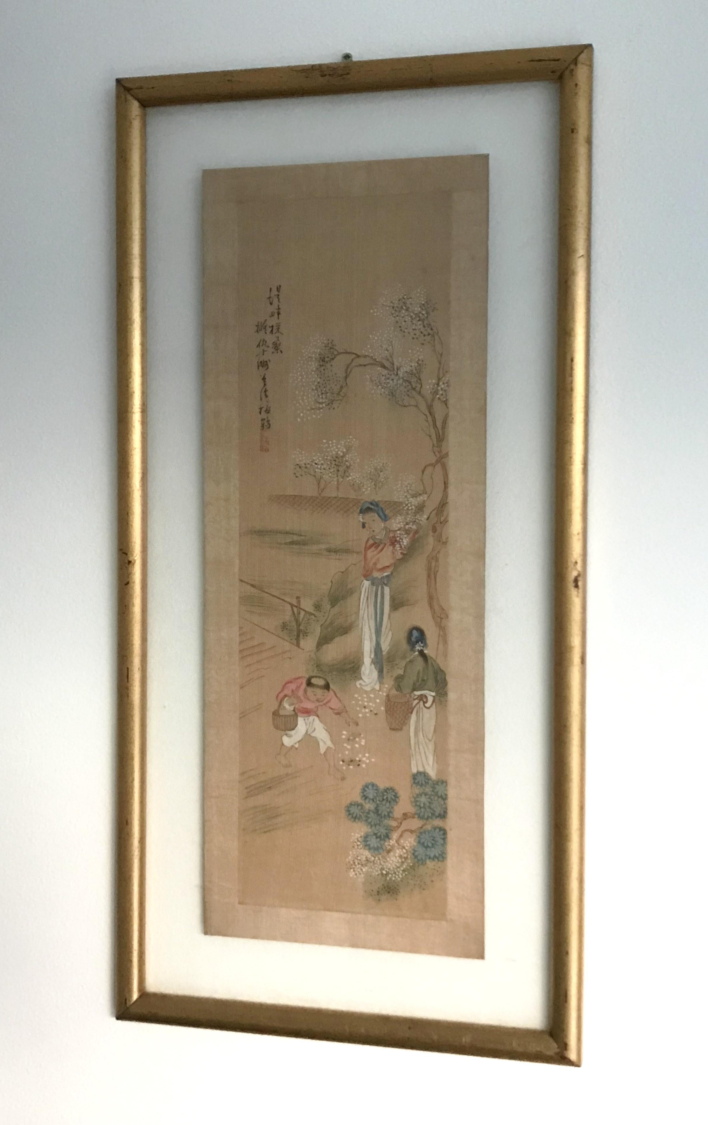 Antique Chinese watercolor painting on paper, enclosed in glass and gilt wood frame, early 20th century
Measures: height 27.5 inches, width 13.5 inches, depth 0.75 inches
1 in stock in Palm Springs ON 50% OFF SALE for $375 !!!
Order reference #: