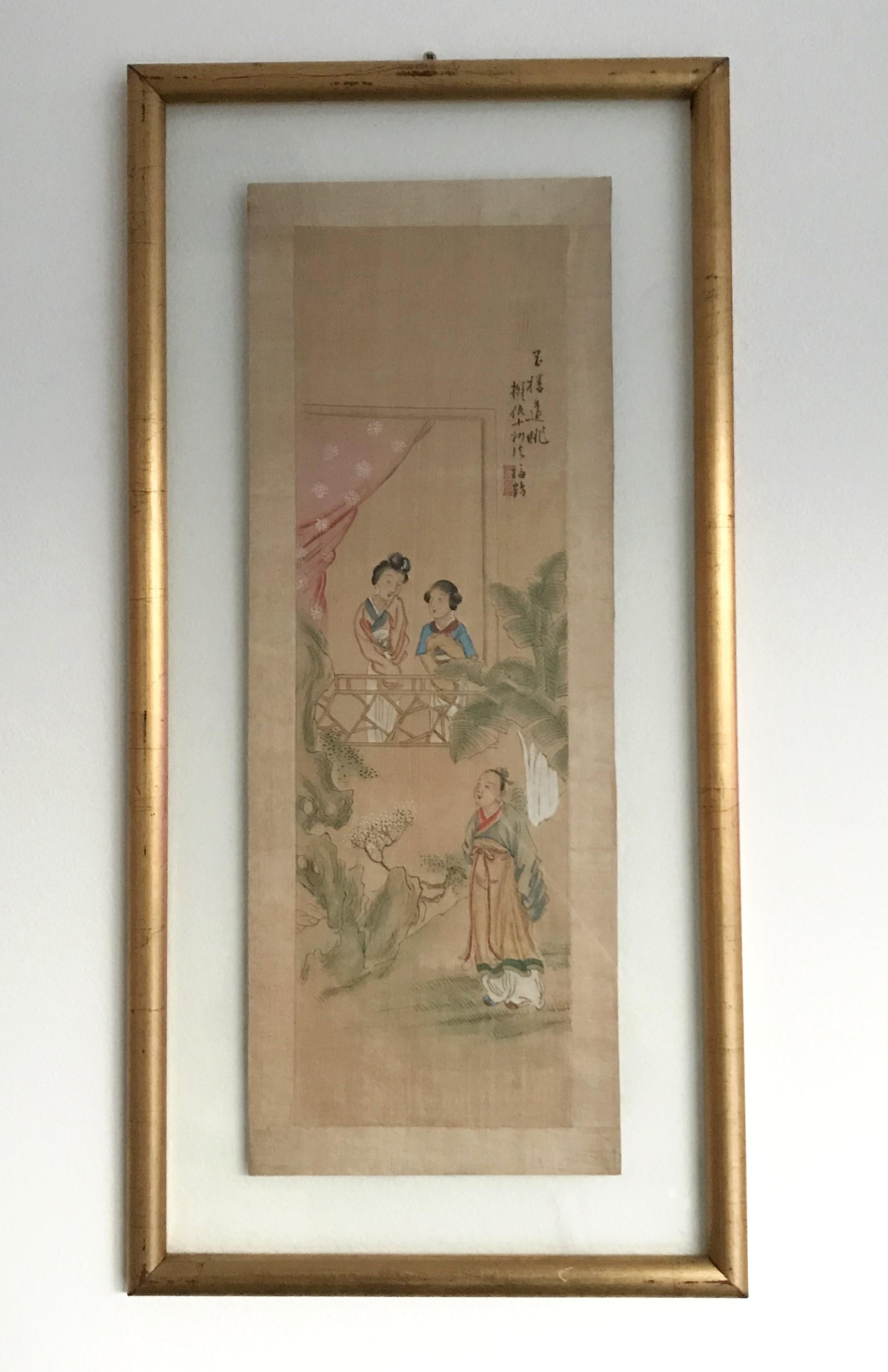 Antique Chinese watercolor painting on paper, enclosed in glass and gilt wood frame, early 20th century.
Measures: height 27.5 inches, width 13.5 inches, depth 0.75 inches
1 in stock in Los Angeles
Order reference #: FABIOLTD F229