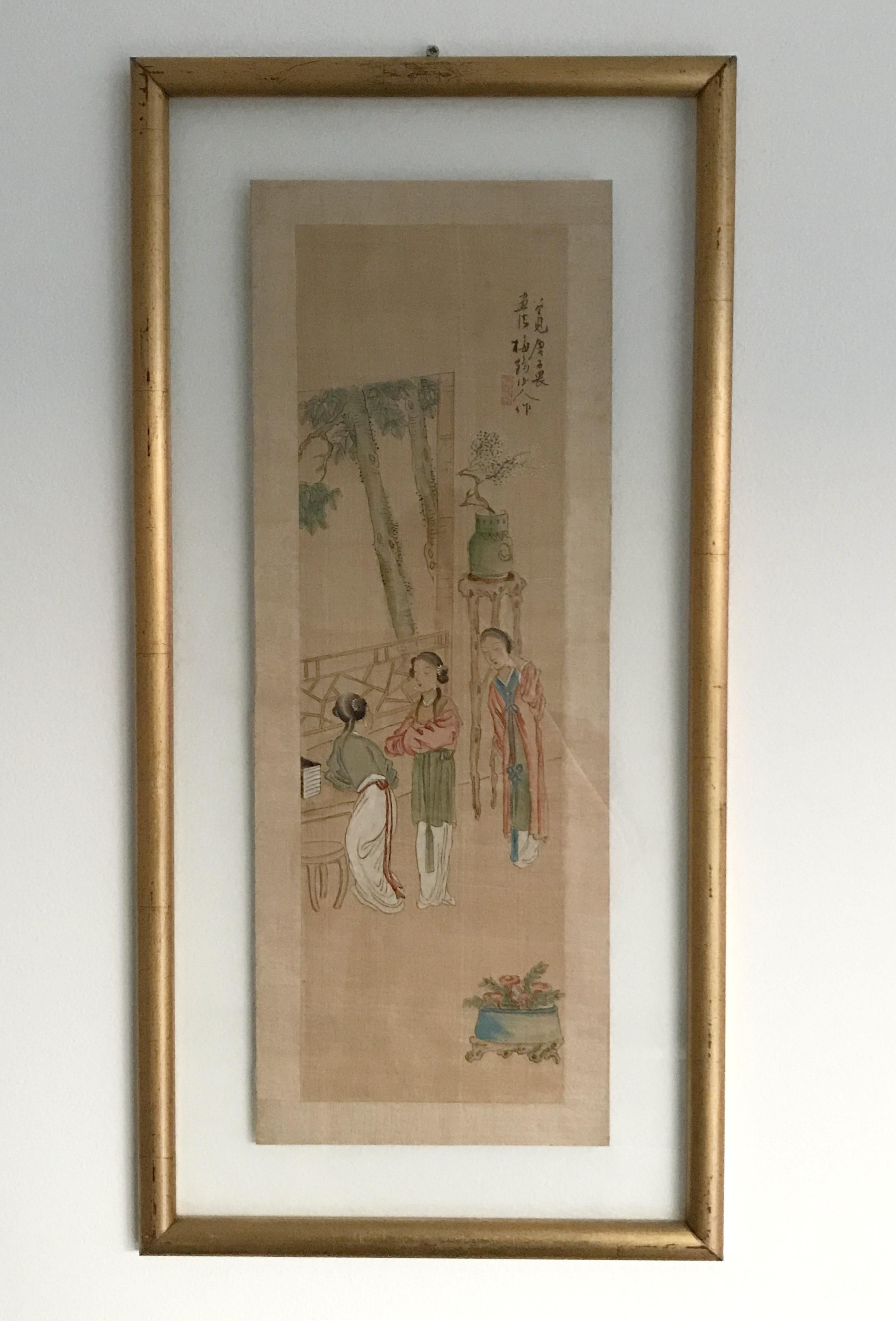 Antique Chinese watercolor painting on paper, enclosed in glass and gilt wood frame, early 20th century
Measures: height 27.5 inches, width 13.5 inches, depth 0.75 inches
1 in stock in Los Angeles
Order reference #: FABIOLTD F228