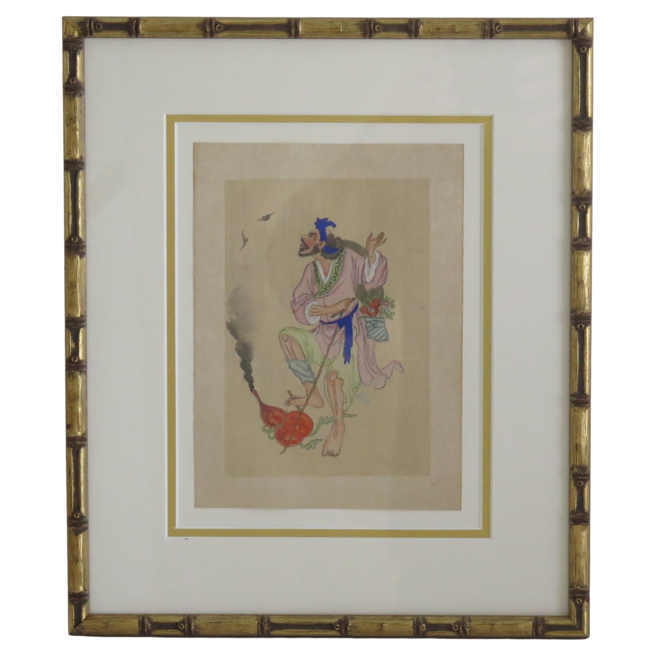 Chinese Watercolor Painting of Immortal on Rice Paper, Qing, Circa 1900