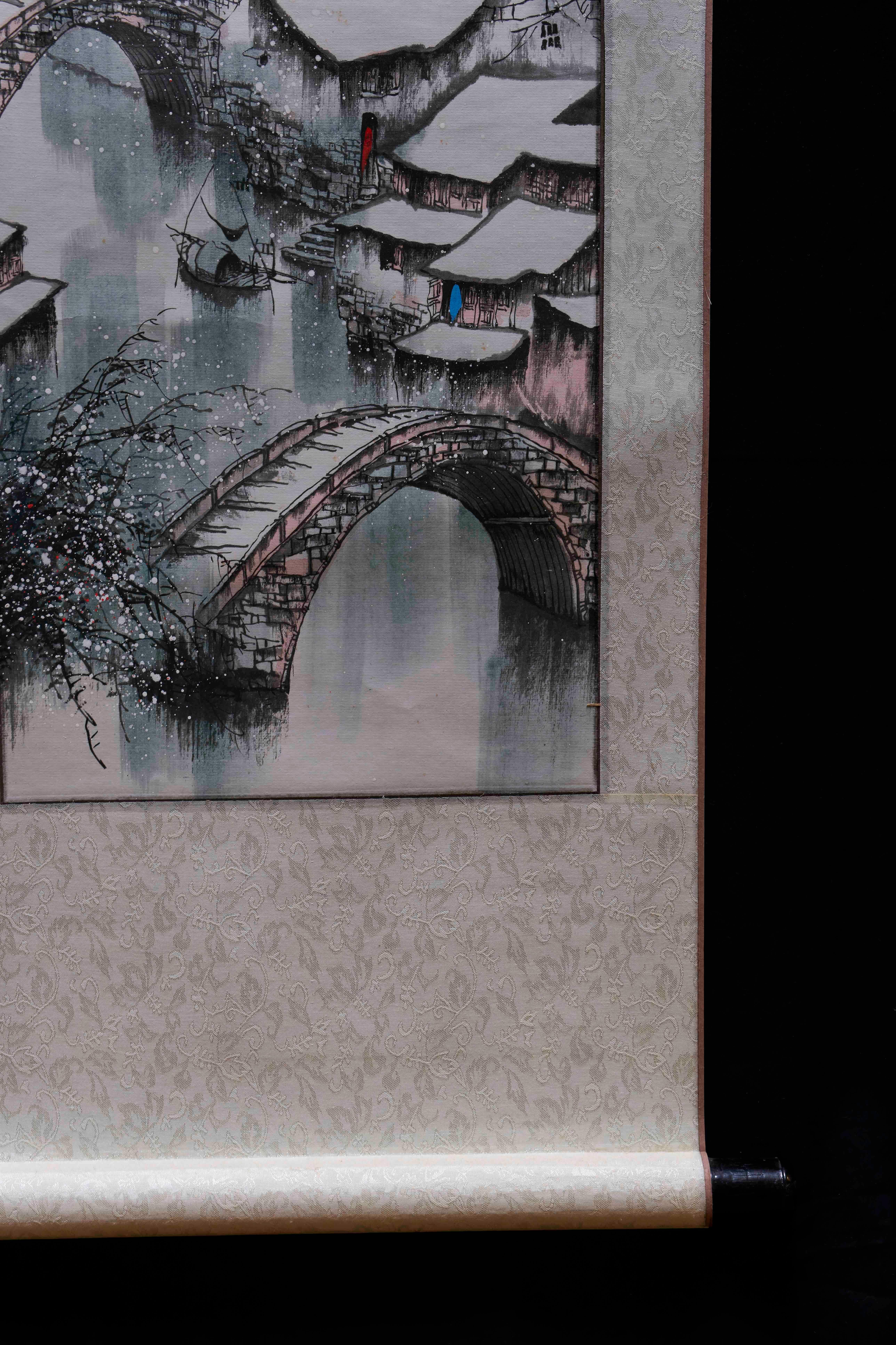 Chinese Watercolor Winter Scene Mei Sheng   15