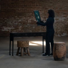 Chinese Waterfall Console Table with Four Drawers, 19th Century