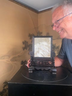 Chinese Beauty Mountains Stone Landscape Dream Stone Painting , Signed