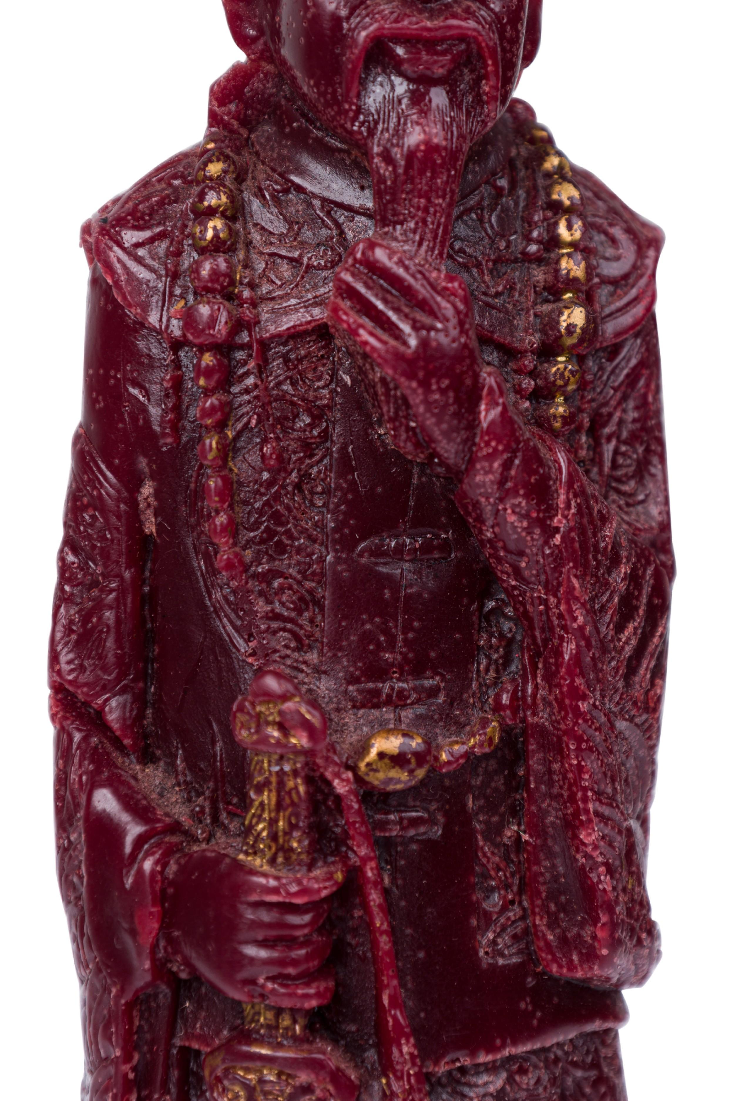 XX secolo Chinese Wax Candle Figure Depicting an Emperor in vendita