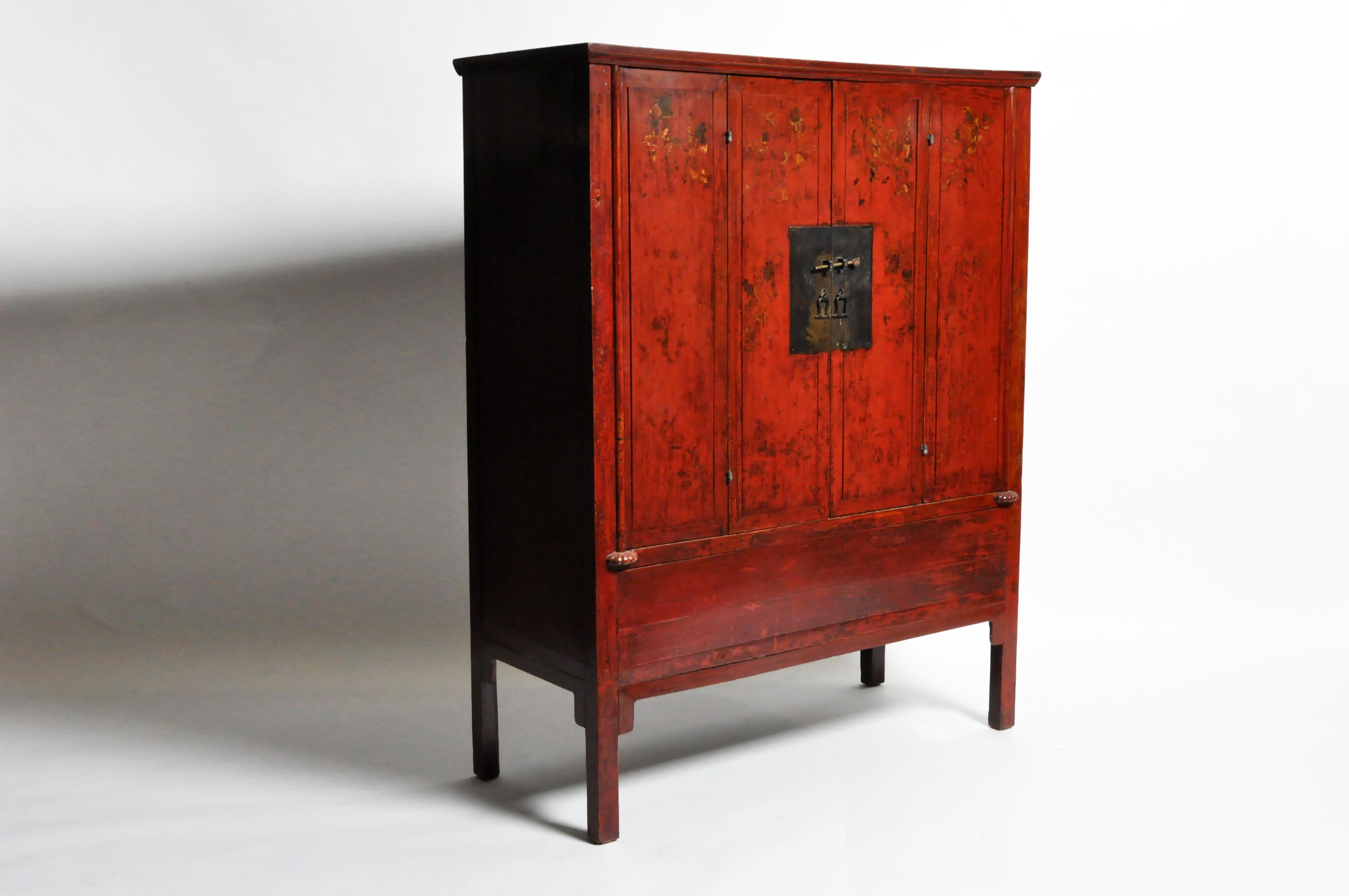 Qing Chinese Wedding Cabinet with Square Lockplate