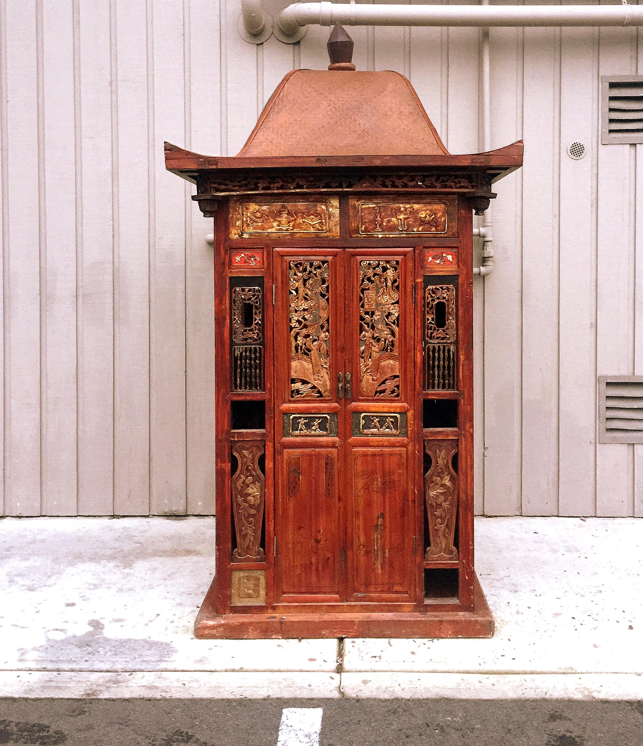 Chinese wedding sedan chair, very fine and great detail carving on all sides, a work of art. Does not come with poles.