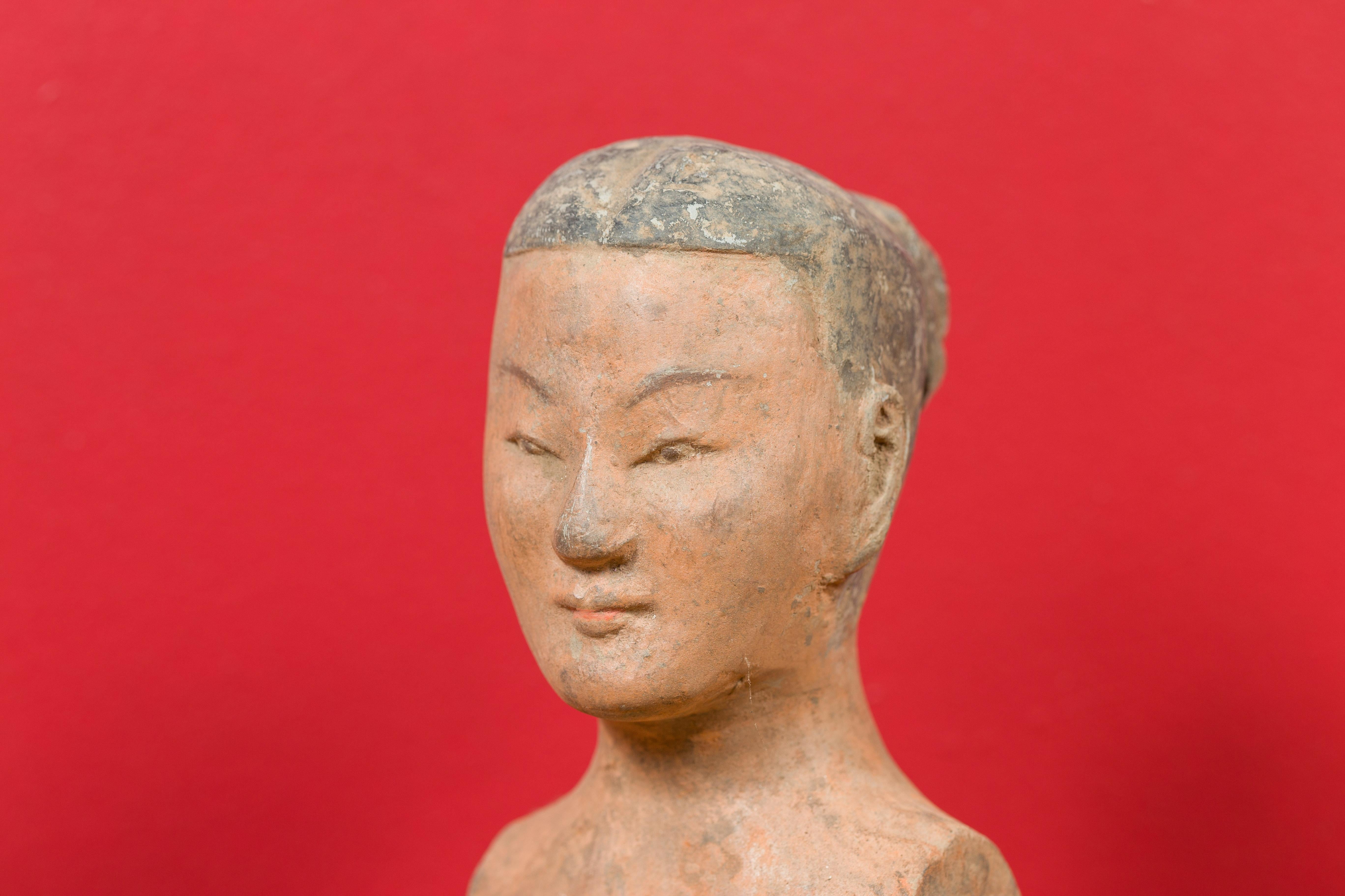 Chinese Western Han Dynasty Polychrome Sculpture with Original Polychromy 6