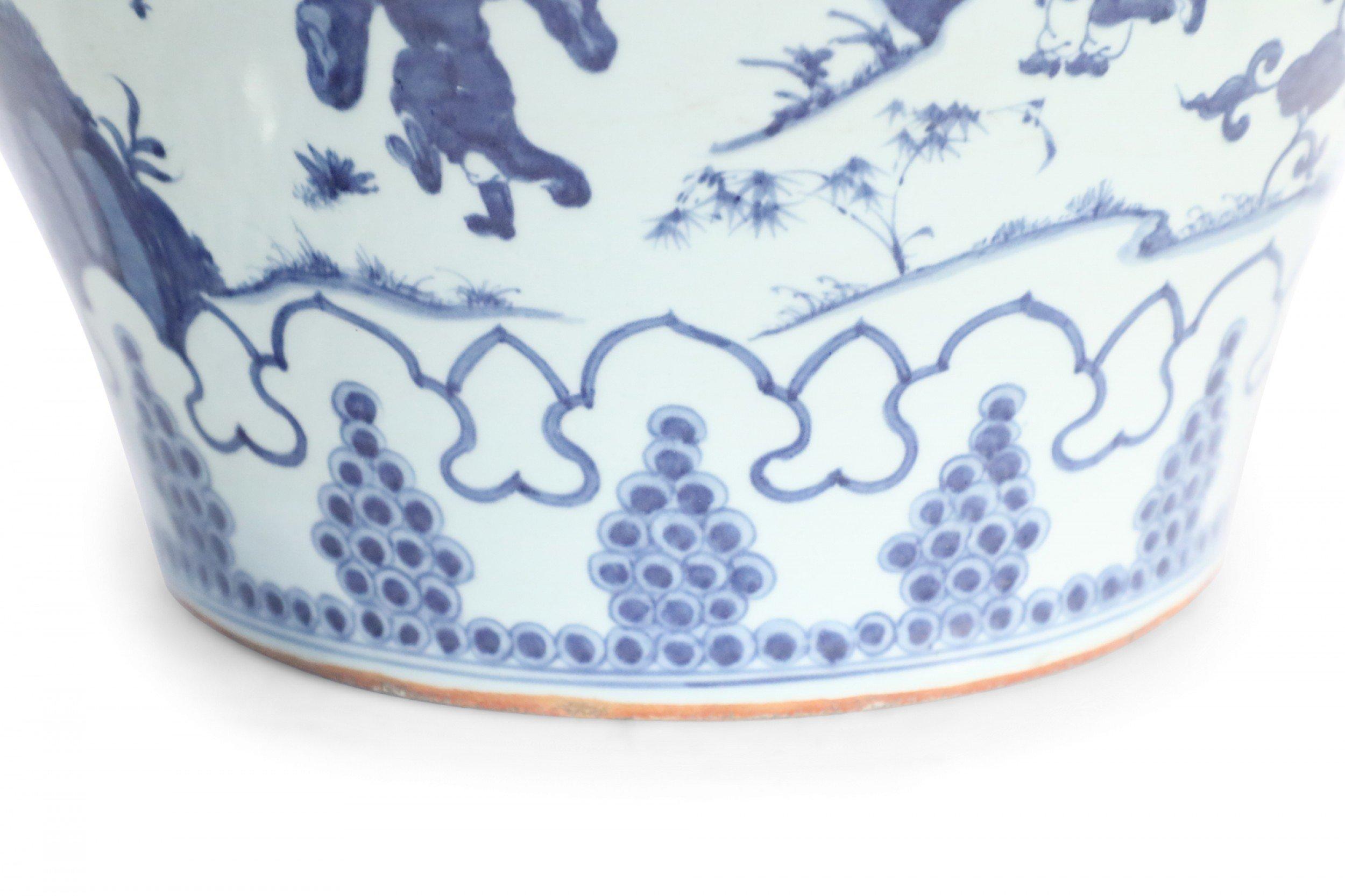 Chinese White and Blue Figurative Porcelain Ginger Jar 6