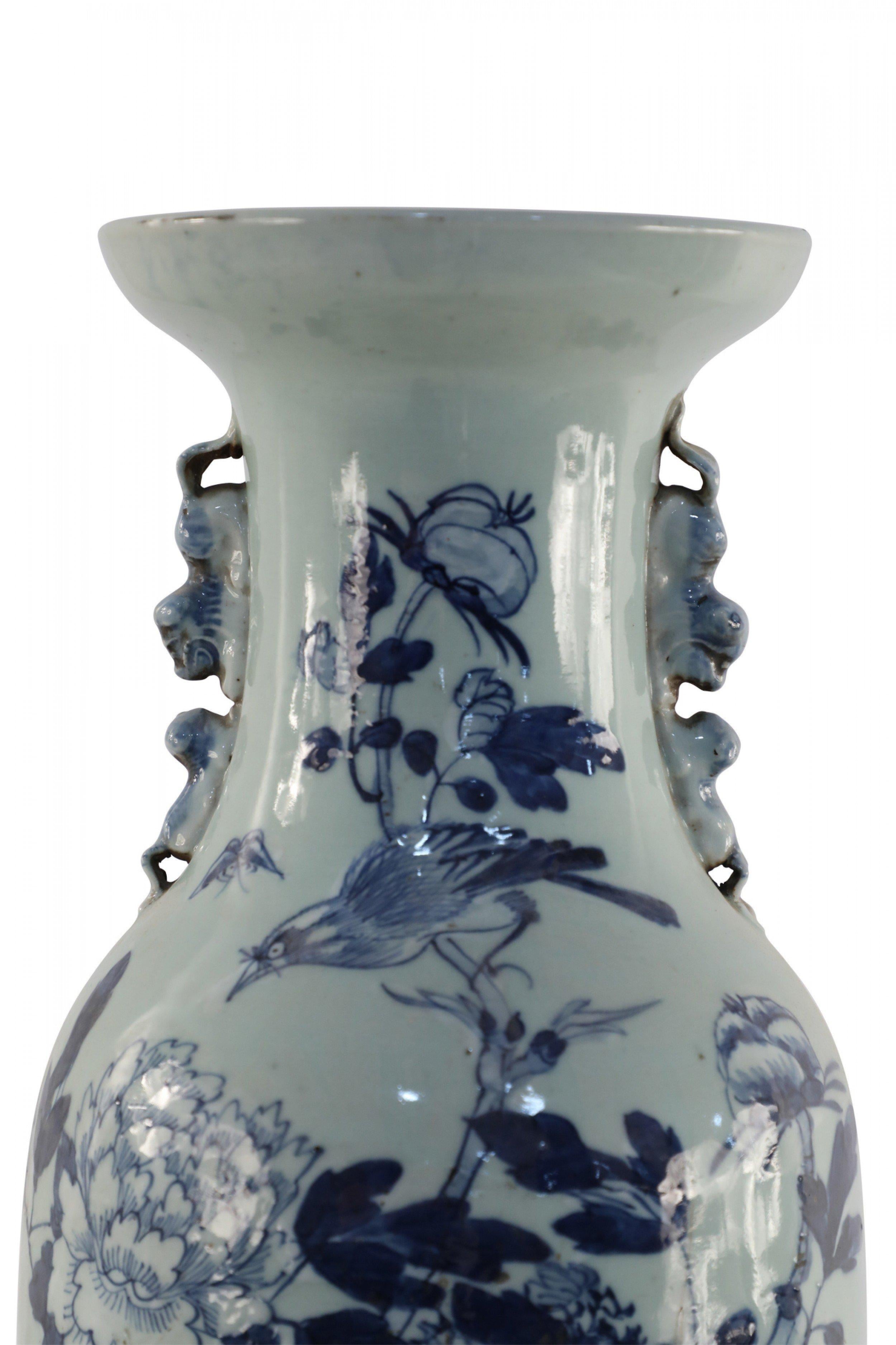 Chinese White and Blue Natural Design Porcelain Urn For Sale 5