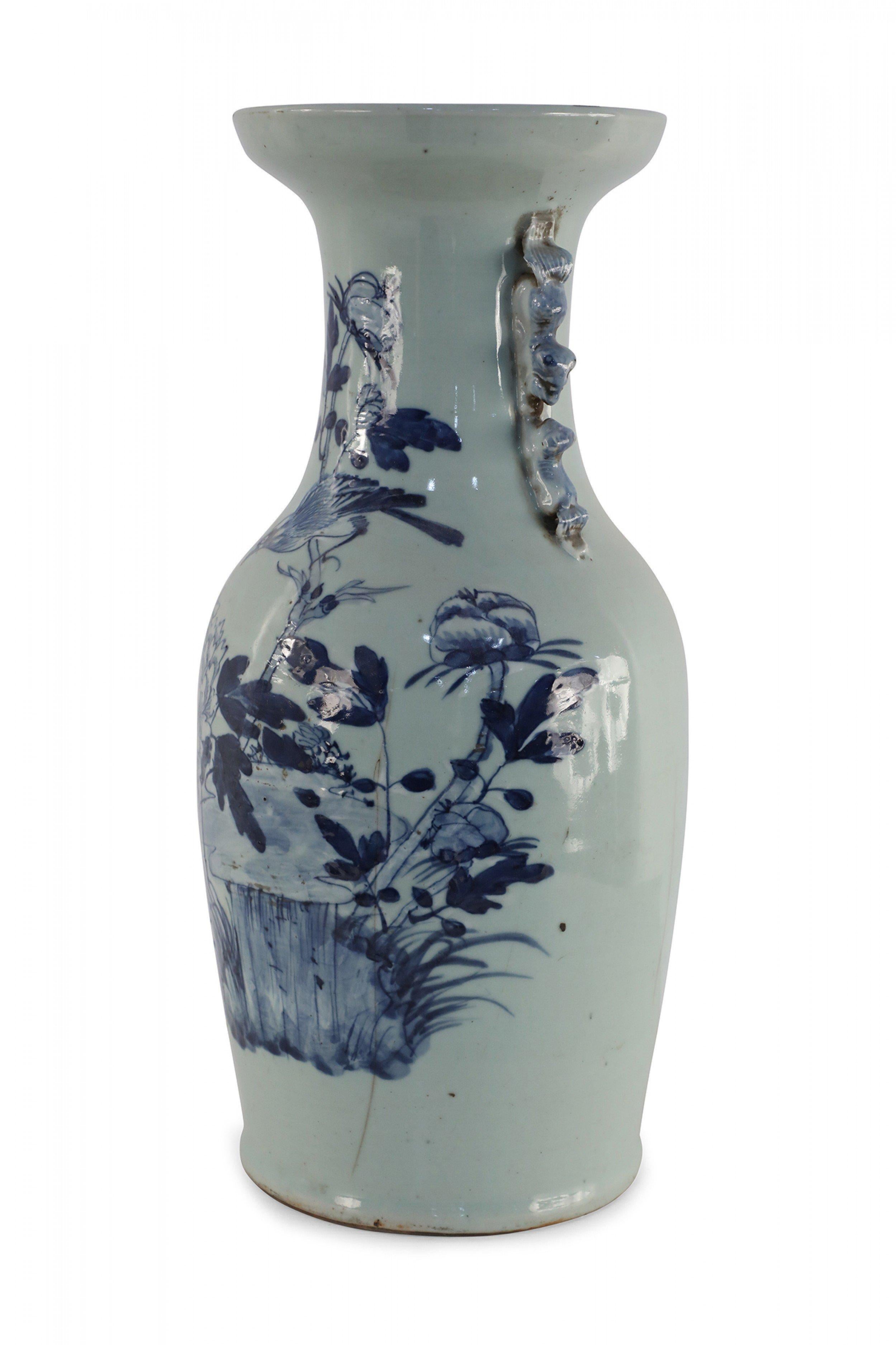 Chinese Export Chinese White and Blue Natural Design Porcelain Urn For Sale