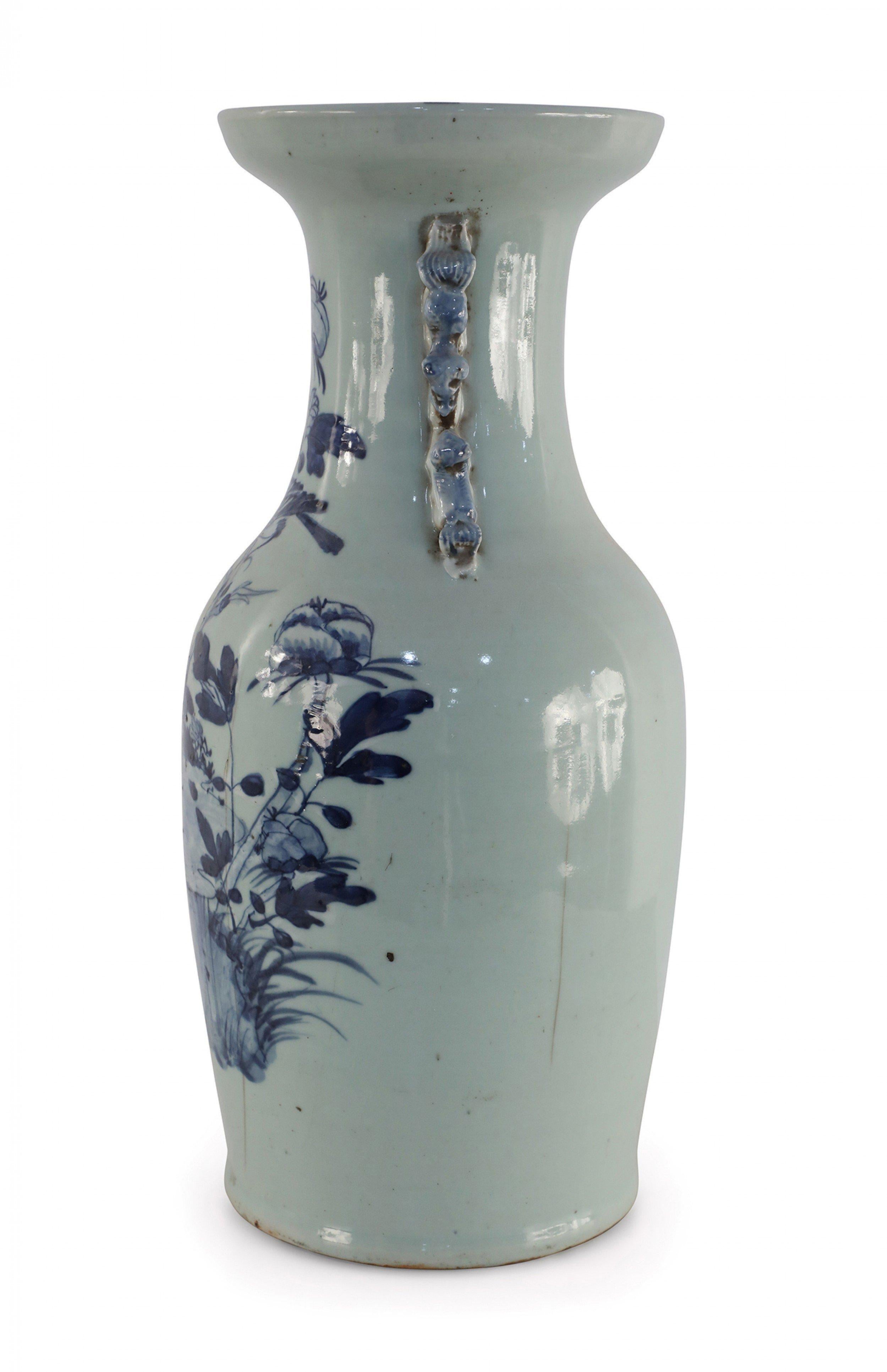 Chinese White and Blue Natural Design Porcelain Urn For Sale 4
