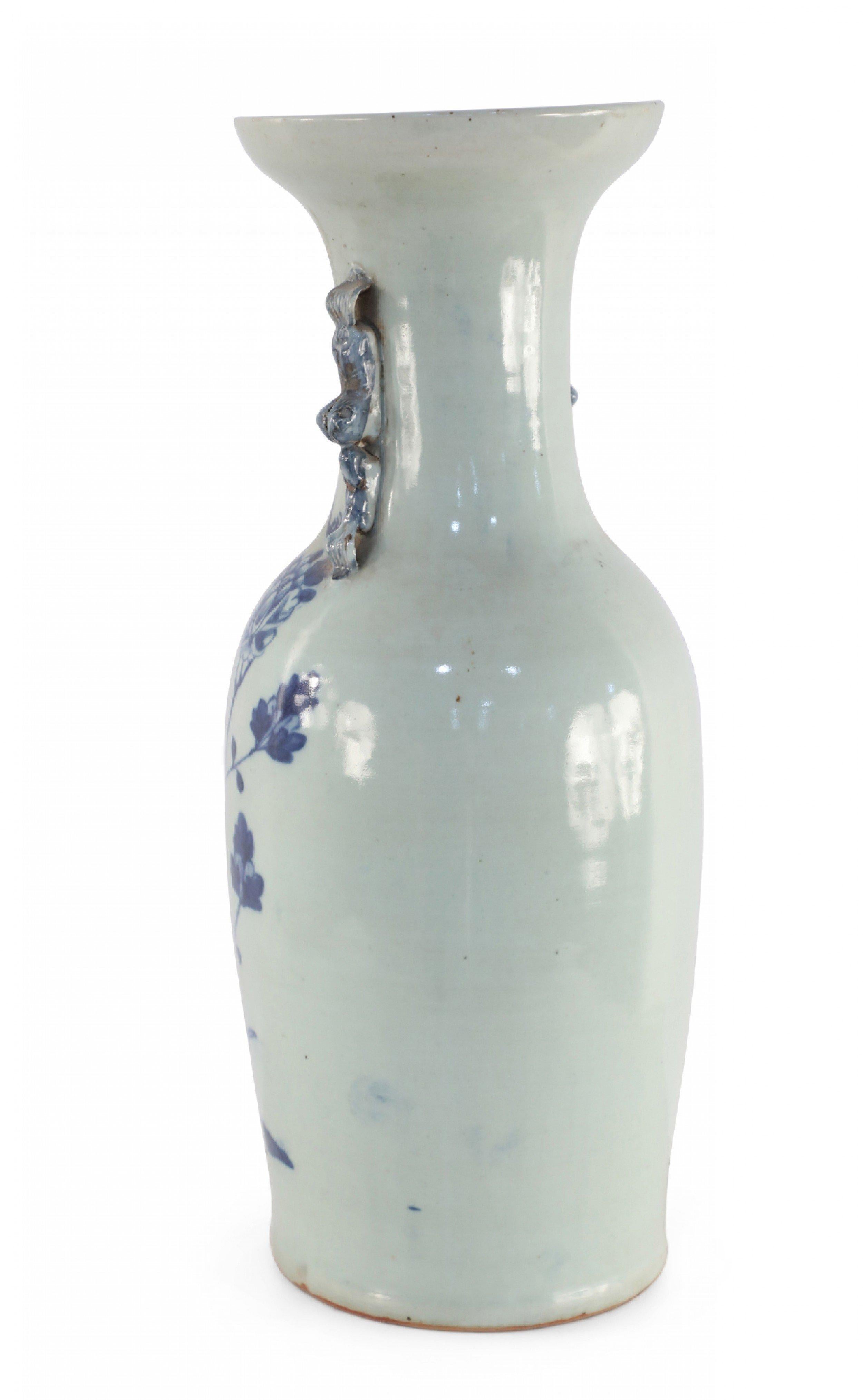 Chinese Export Chinese White and Blue Peacock Motif Porcelain Urn For Sale