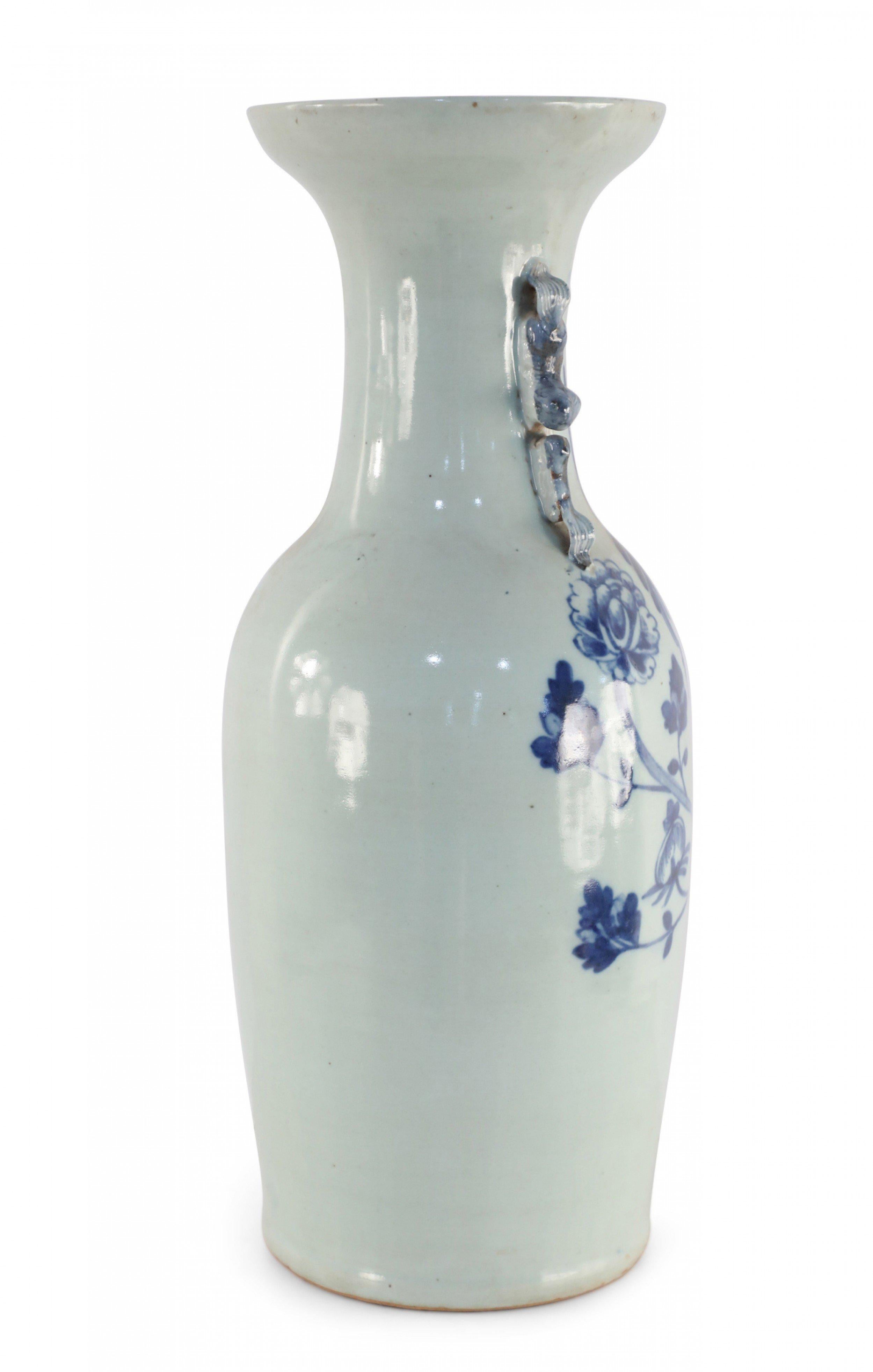Chinese White and Blue Peacock Motif Porcelain Urn For Sale 1