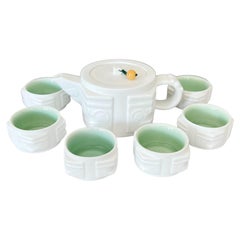 Chinese White and Celadon Glazed Ceramic Tea Set