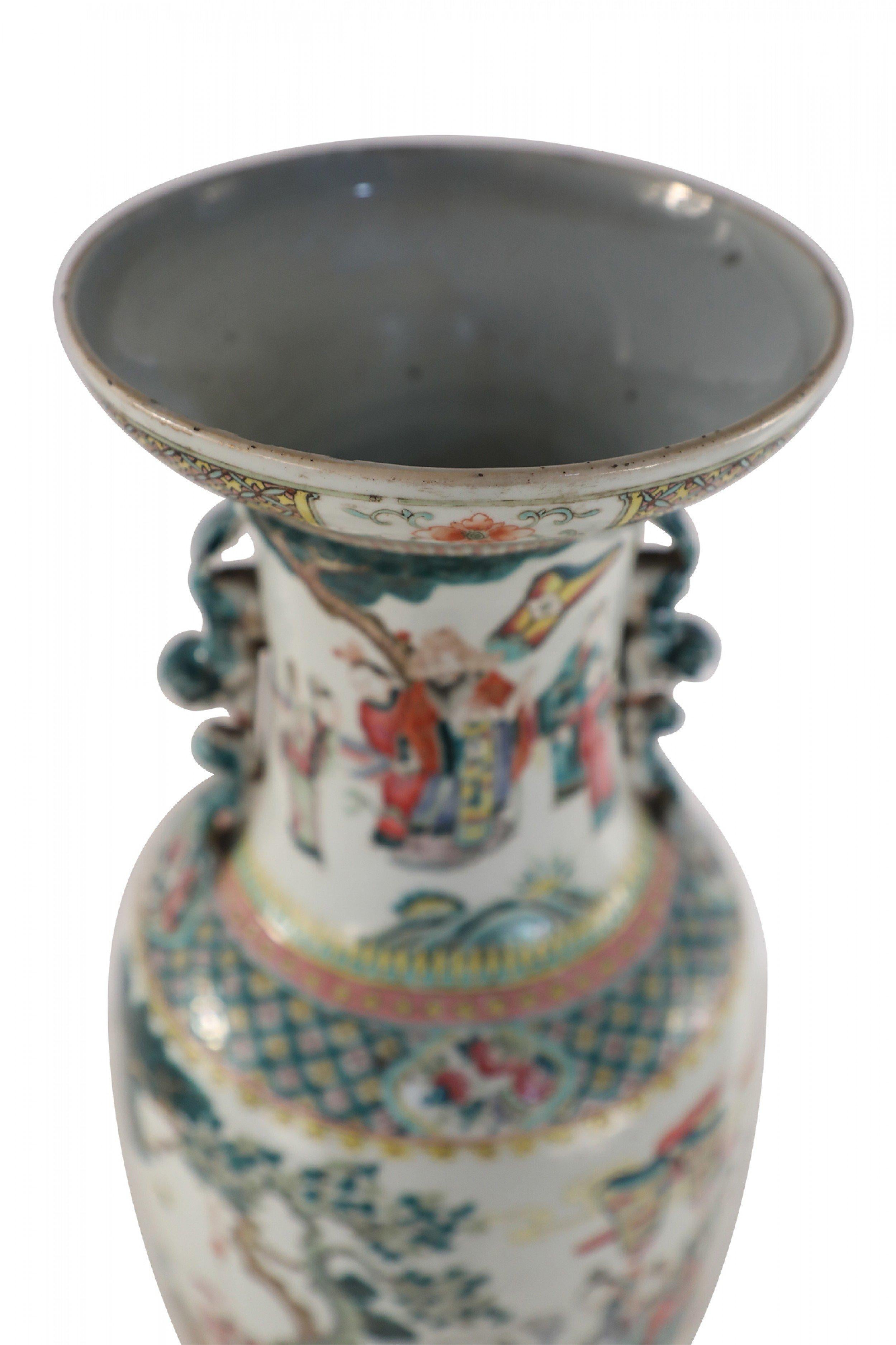 Chinese White and Figurative Pastoral Scene Porcelain Urn For Sale 4