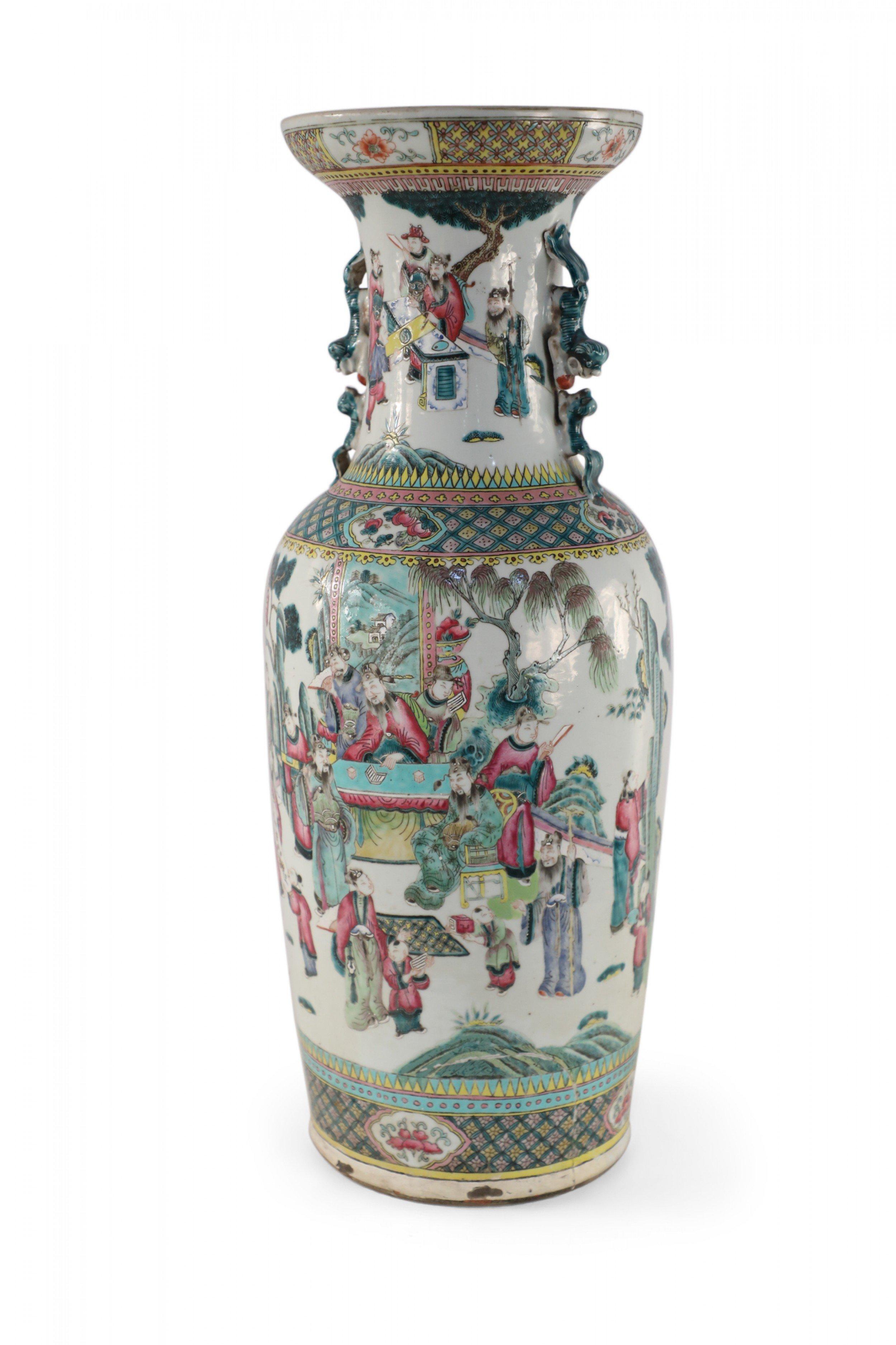 Chinese White and Figurative Pastoral Scene Porcelain Urn For Sale 5