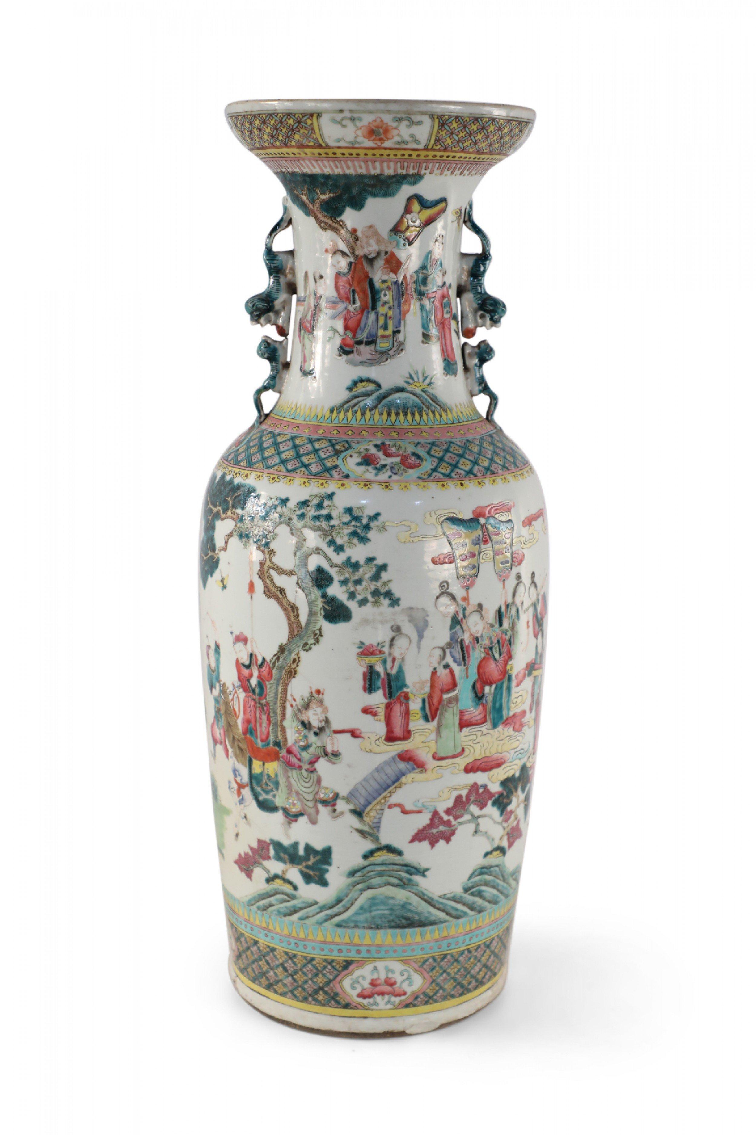 Chinese White and Figurative Pastoral Scene Porcelain Urn For Sale 6