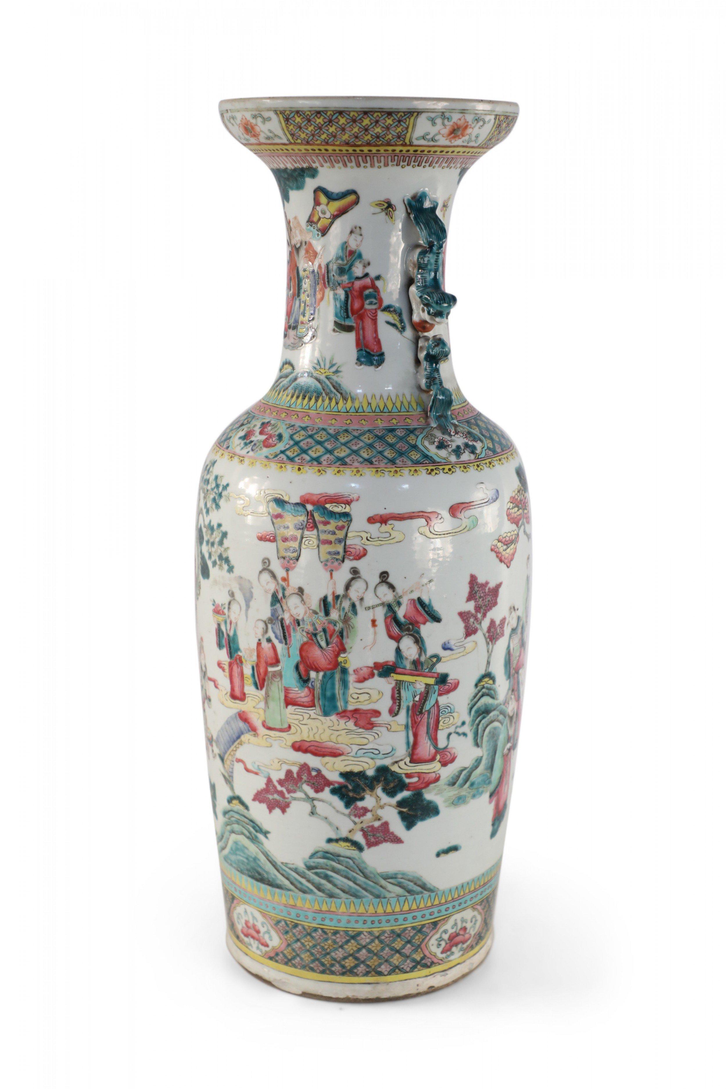 Chinese White and Figurative Pastoral Scene Porcelain Urn For Sale 2