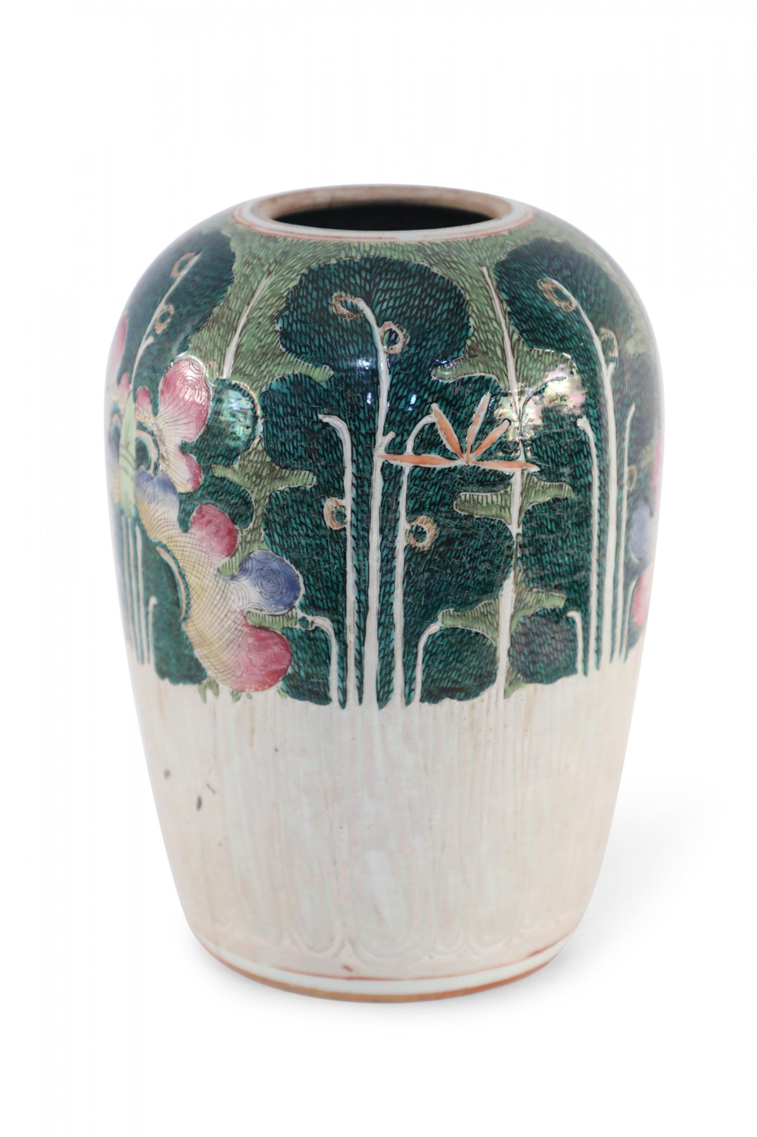 Chinese Export Chinese White and Green Vegetal Winter Melon Porcelain Vase For Sale