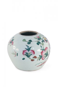 Vaso di anguria in porcellana cinese con decorazioni bianche e multicolori