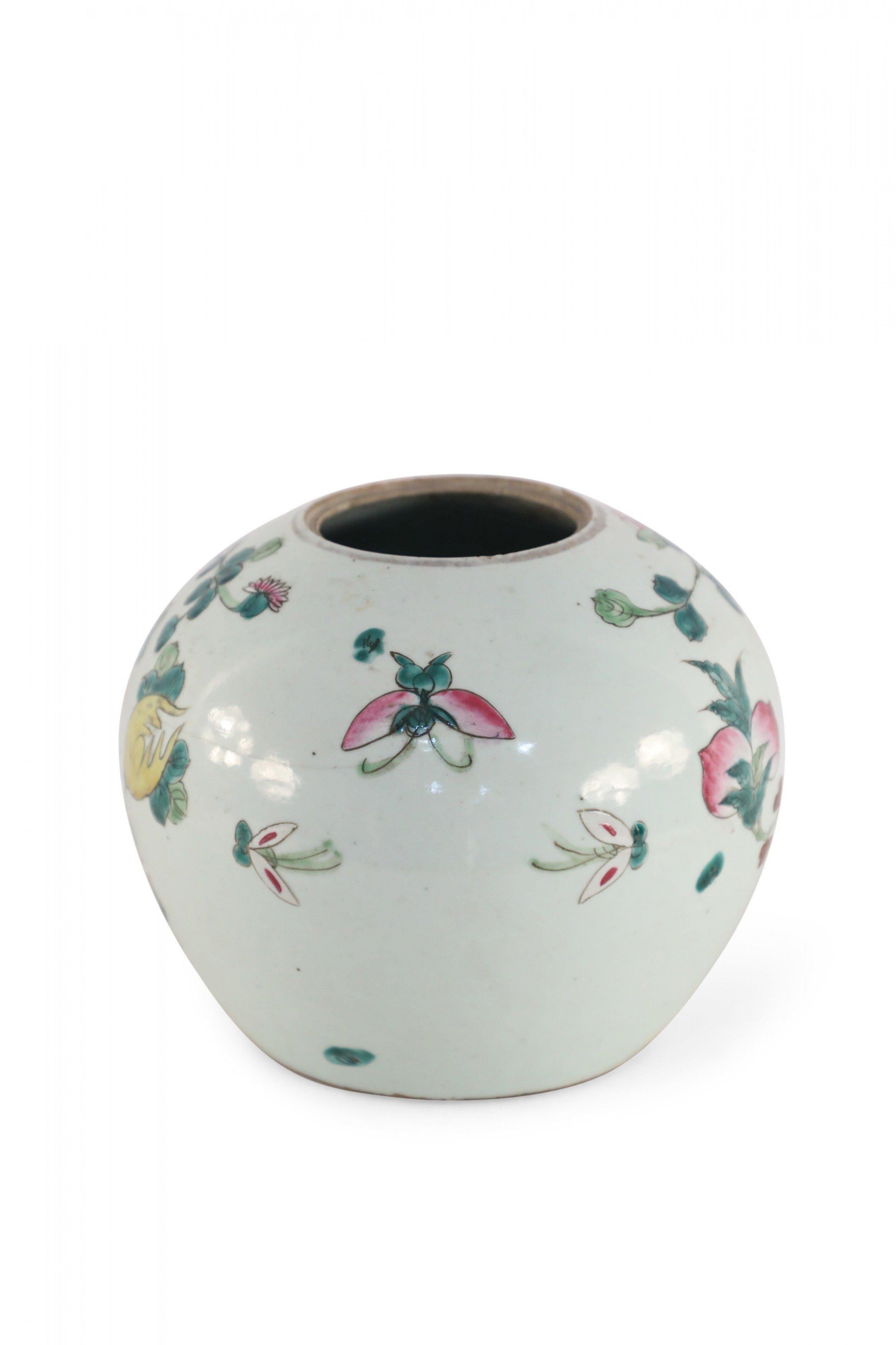 Exportation chinoise Pot à melon en porcelaine à décorations blanches et multicolores de Chine en vente
