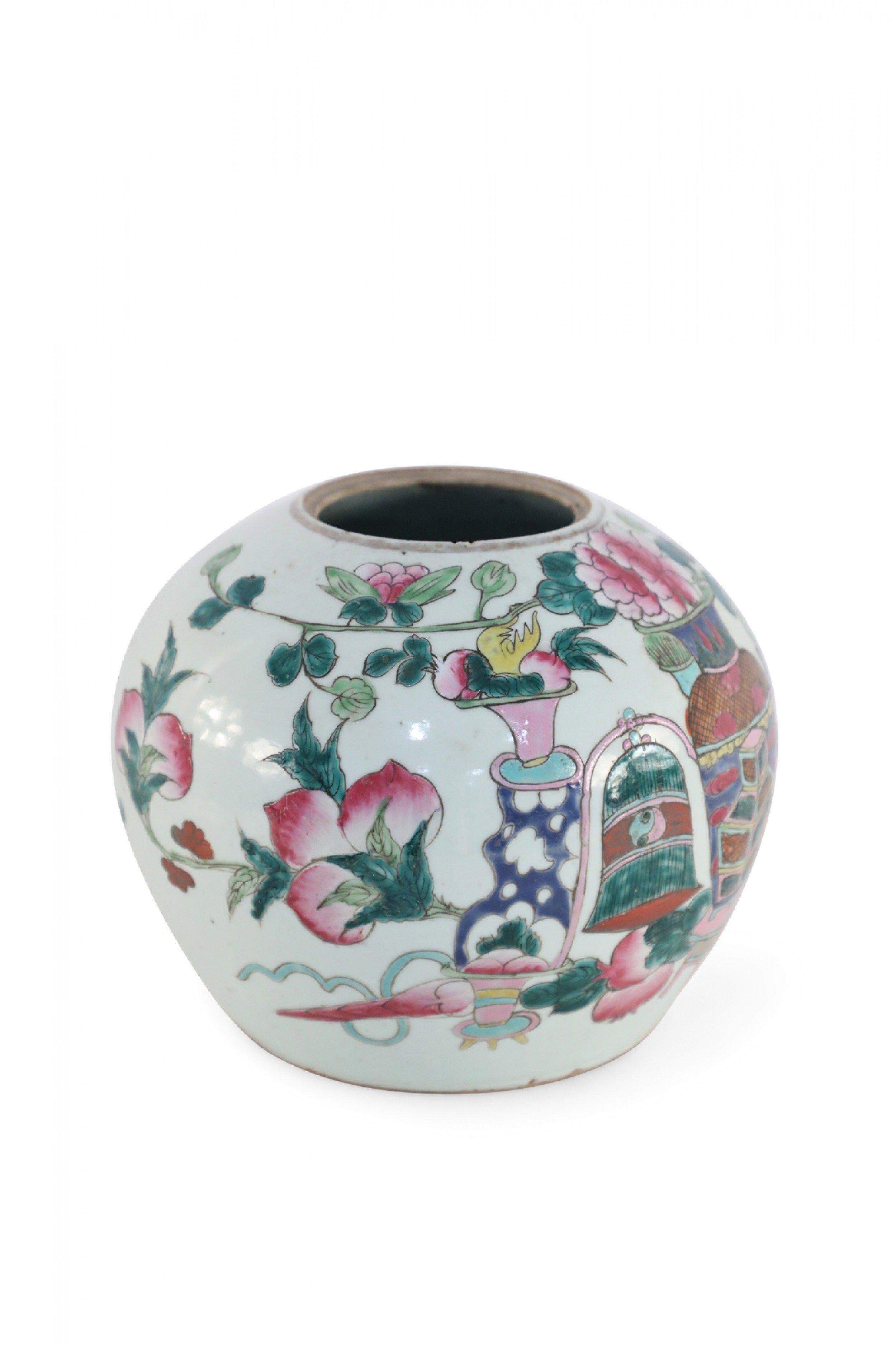 Chinese White and Multicolor Decoration Porcelain Watermelon Jar For Sale 4