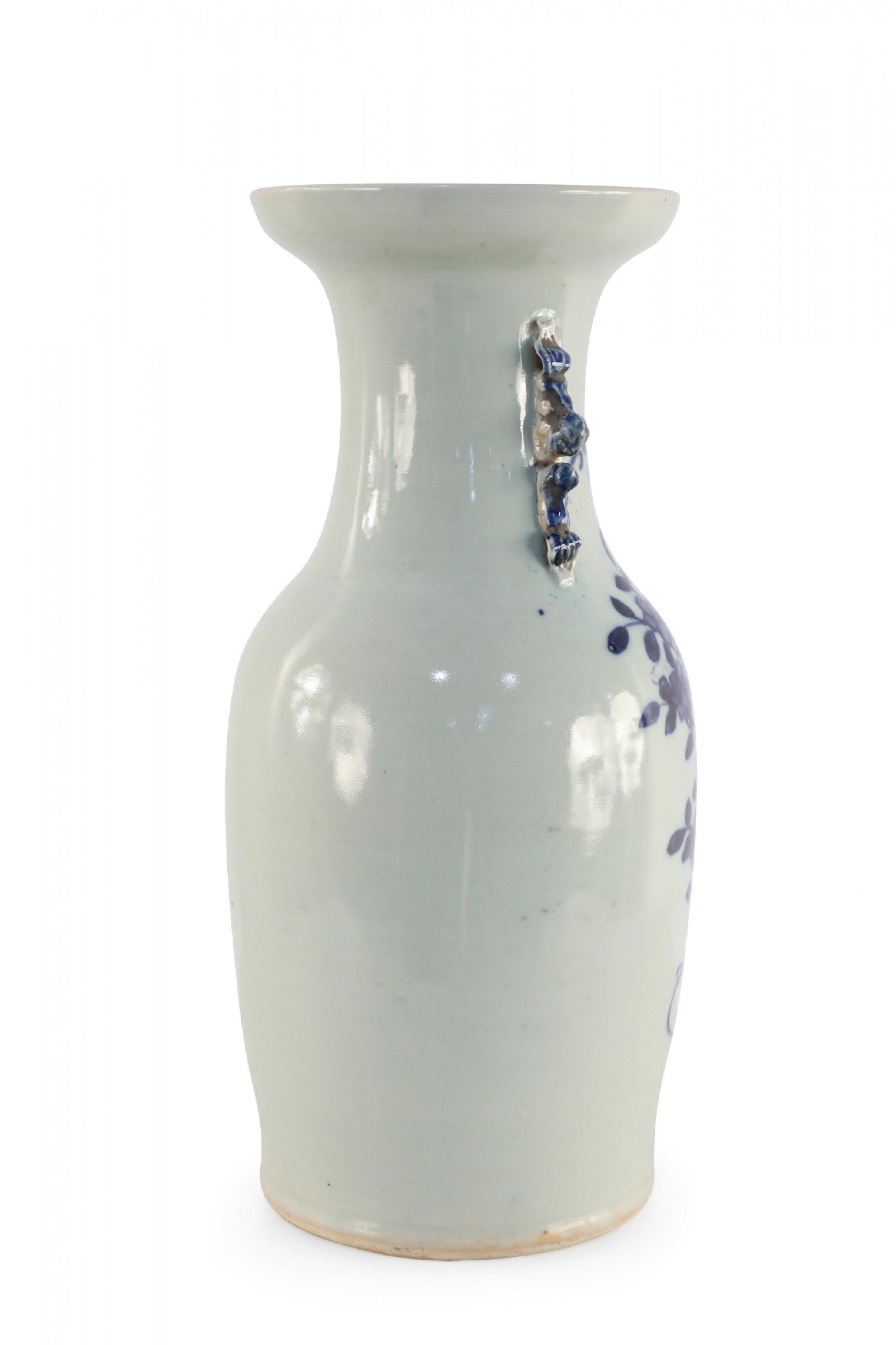 Chinese White and Navy Blue Botanical Design Porcelain Urn For Sale 6