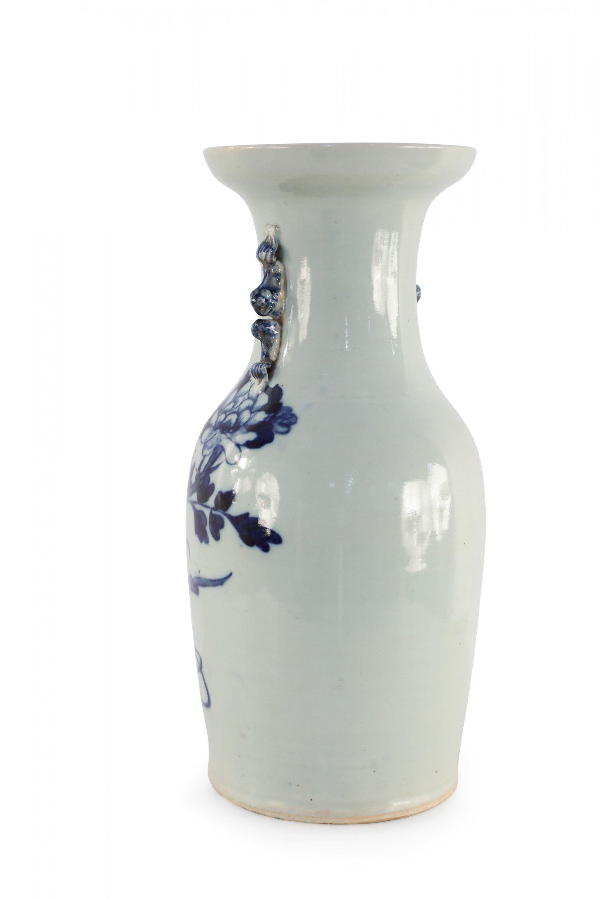 Chinese White and Navy Blue Botanical Design Porcelain Urn For Sale 3