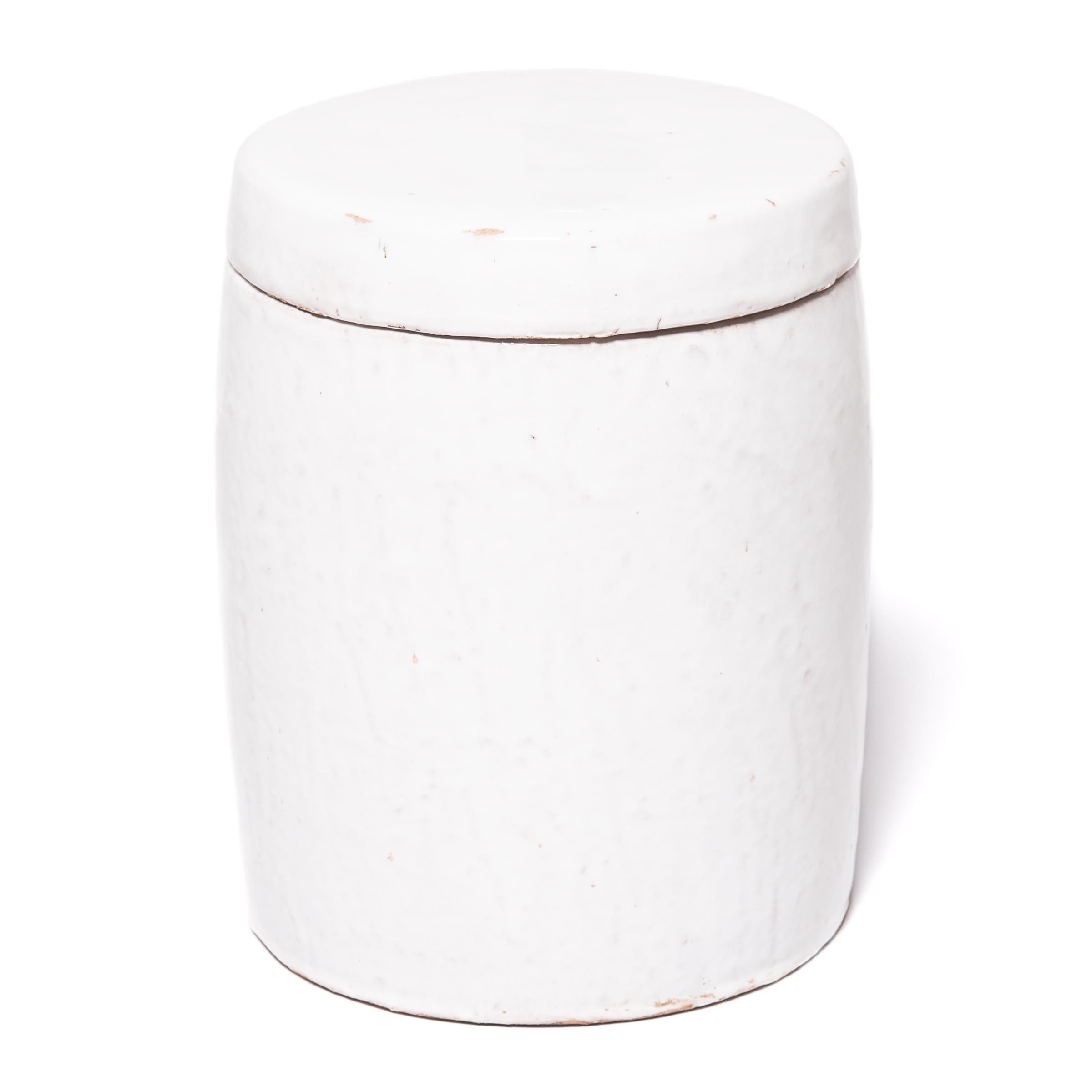 Glazed Chinese White Apothecary Jar, circa 1900 For Sale