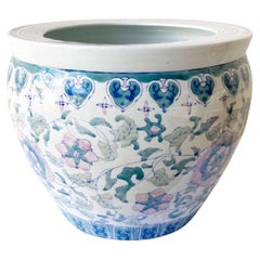 Chinese White Blue & Pink Lotus Vase