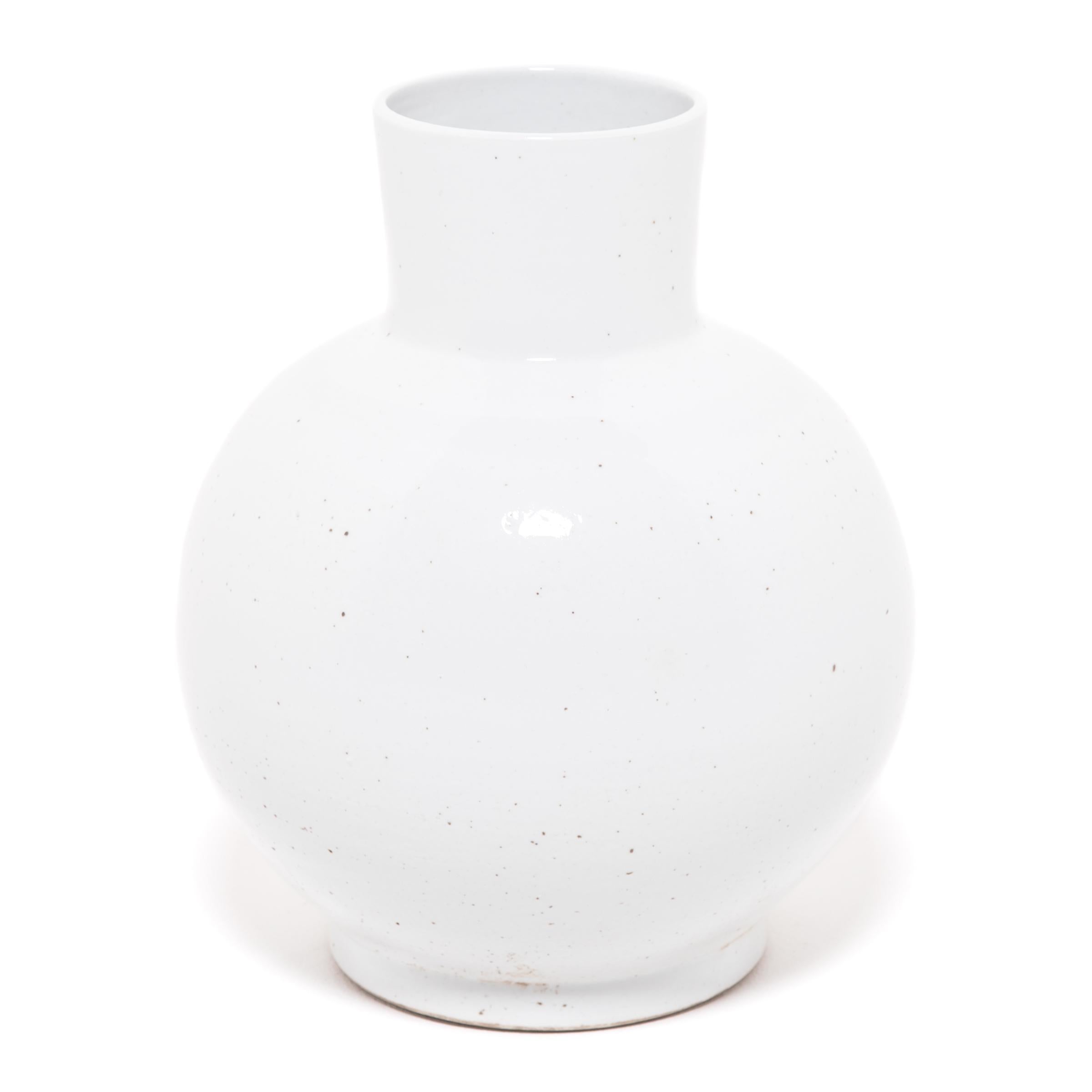 Minimalist White Glazed Ball Vase For Sale