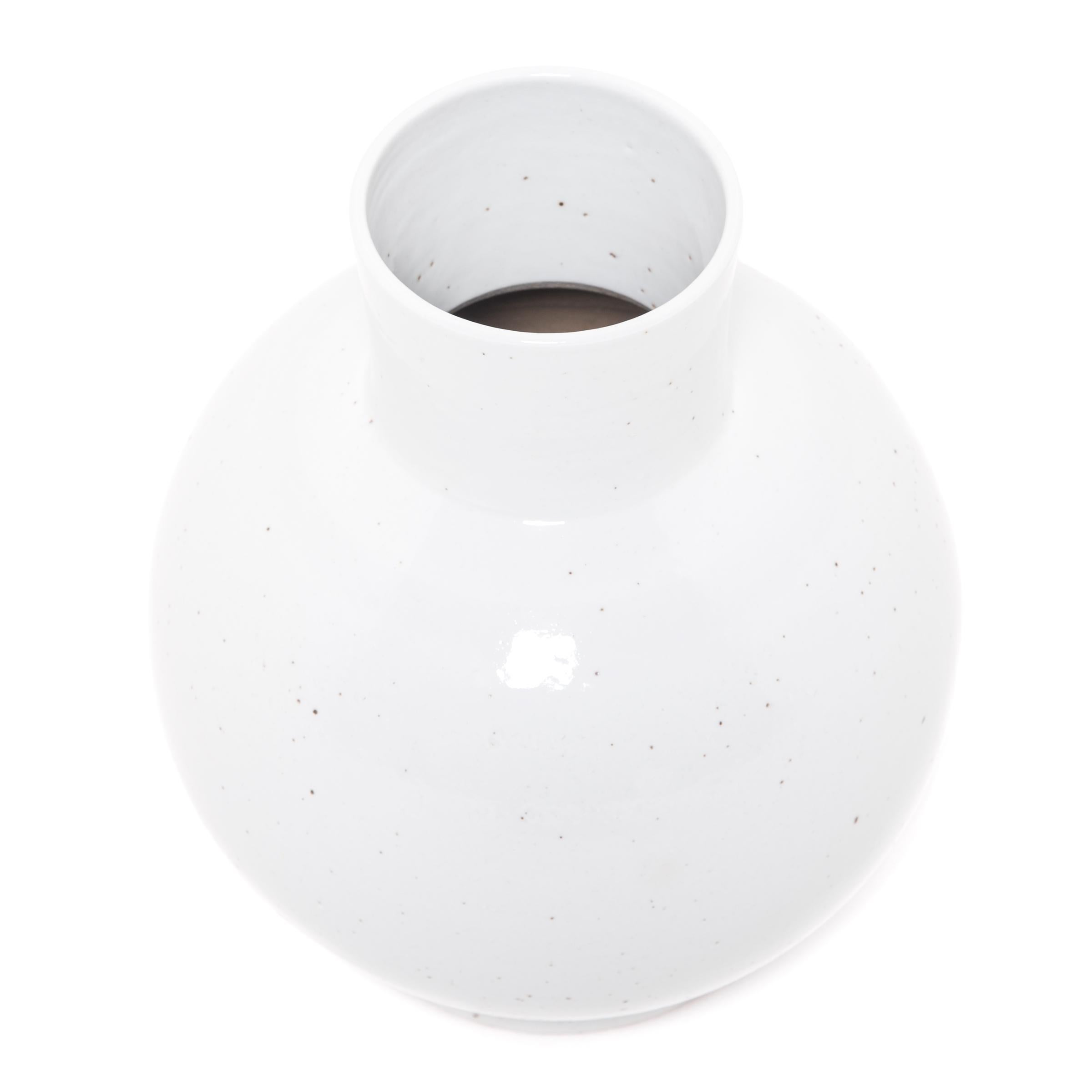 Contemporary White Glazed Ball Vase For Sale