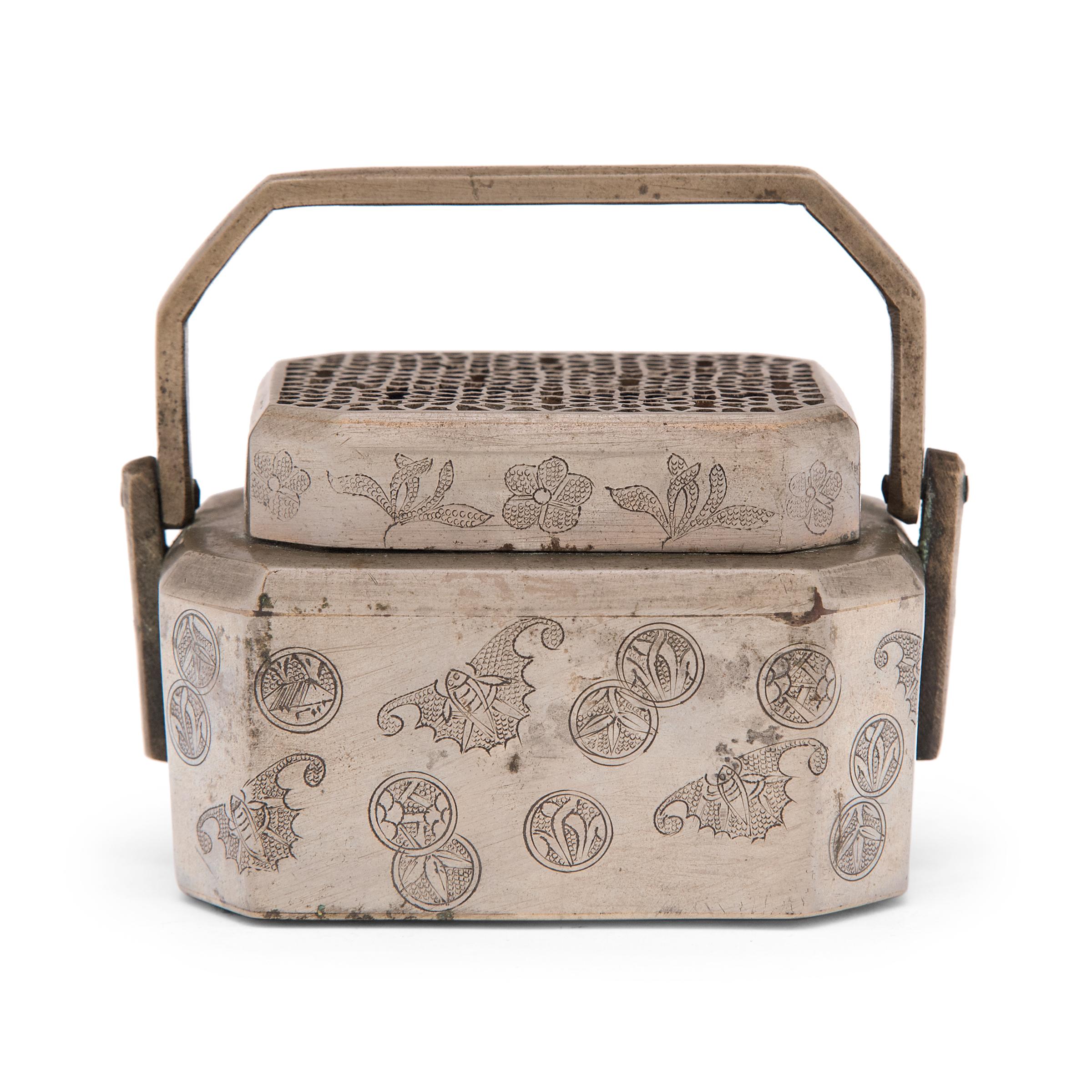 Brasero chino de latón blanco, c. 1850 Qing en venta