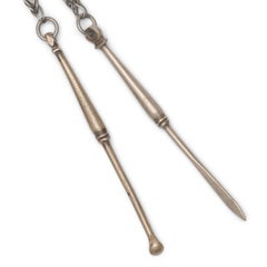 Chinese White Brass Opium Tool Set, c. 1900