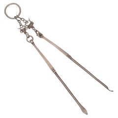 Chinese White Brass Opium Tool Set, c. 1900