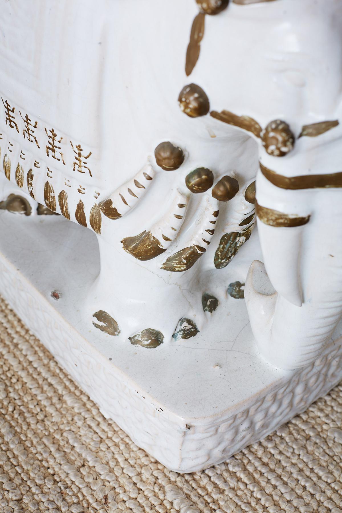 Ceramic Chinese White Elephant Garden Stool or Drinks Table