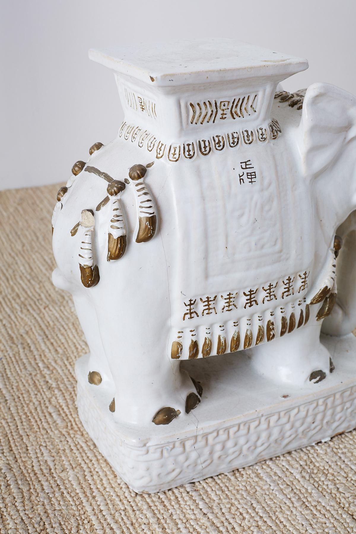 Chinese White Elephant Garden Stool or Drinks Table 1