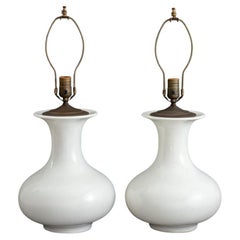 Chinese White Glazed Ceramic Lamps, 2