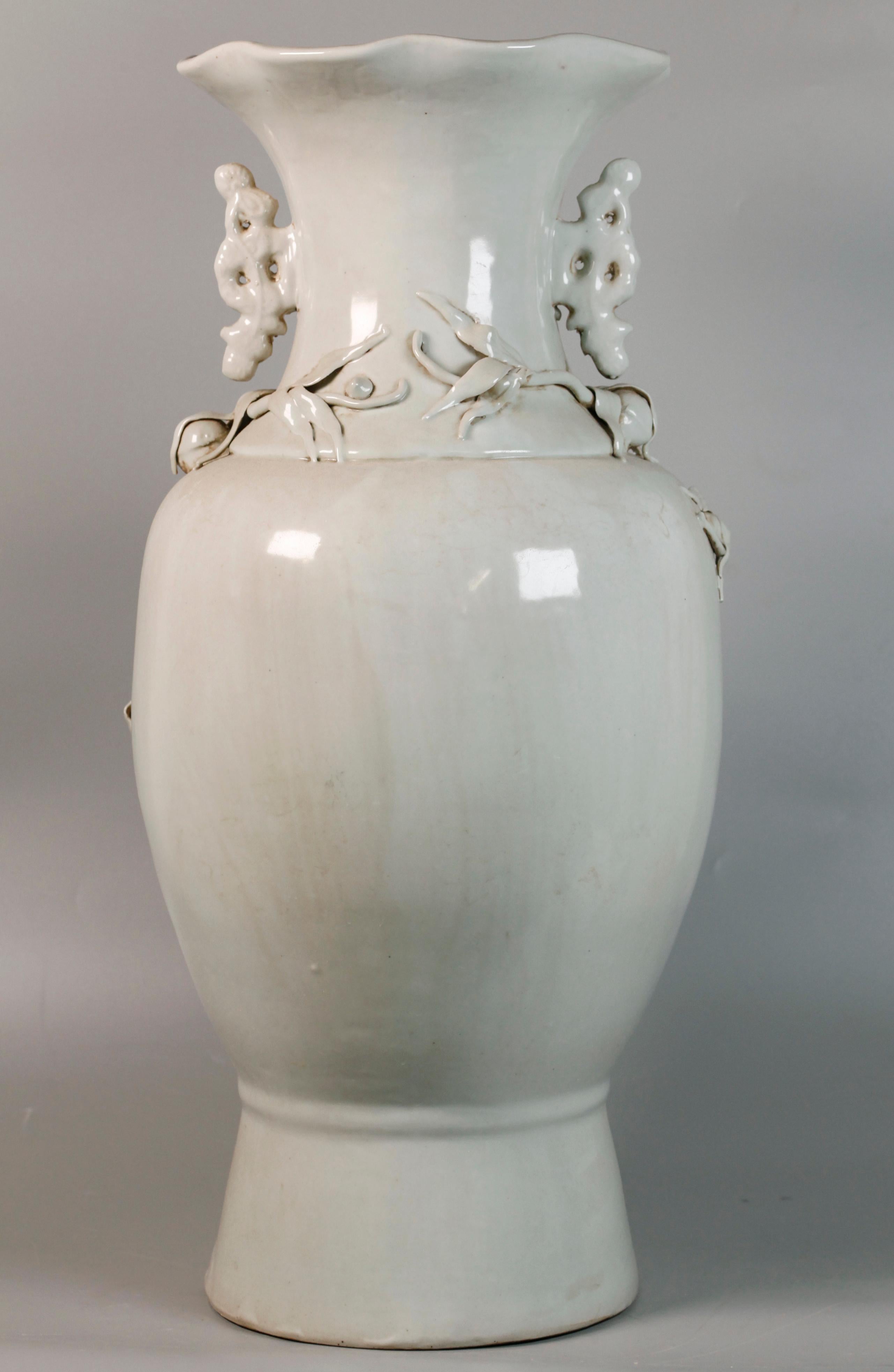Porcelain Chinese white glazed porcelain peach vase For Sale