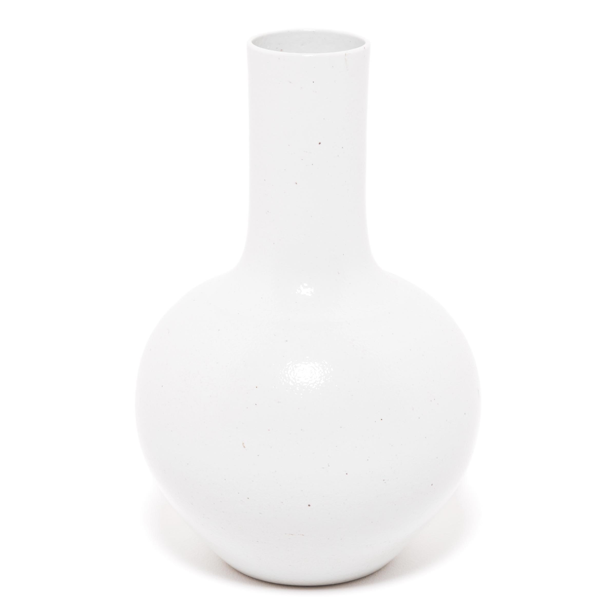 Glazed Chinese White Gooseneck Vase