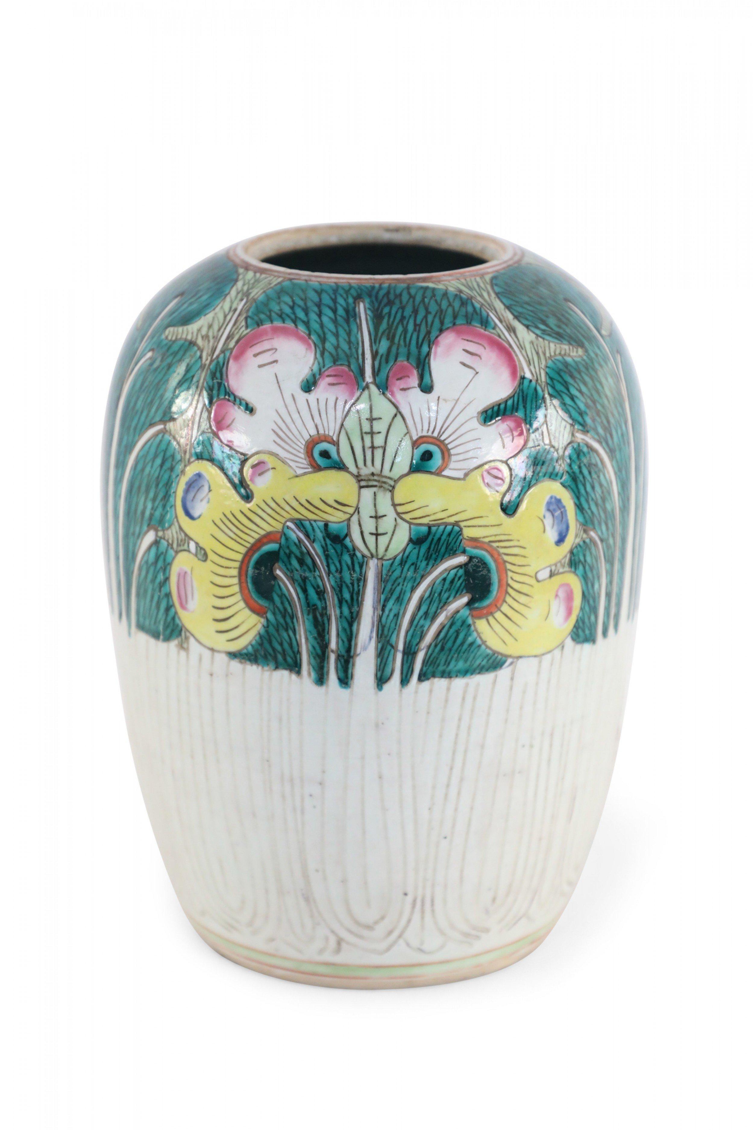 Chinese White Green and Yellow Vegetal Winter Melon Porcelain Vase For Sale 2